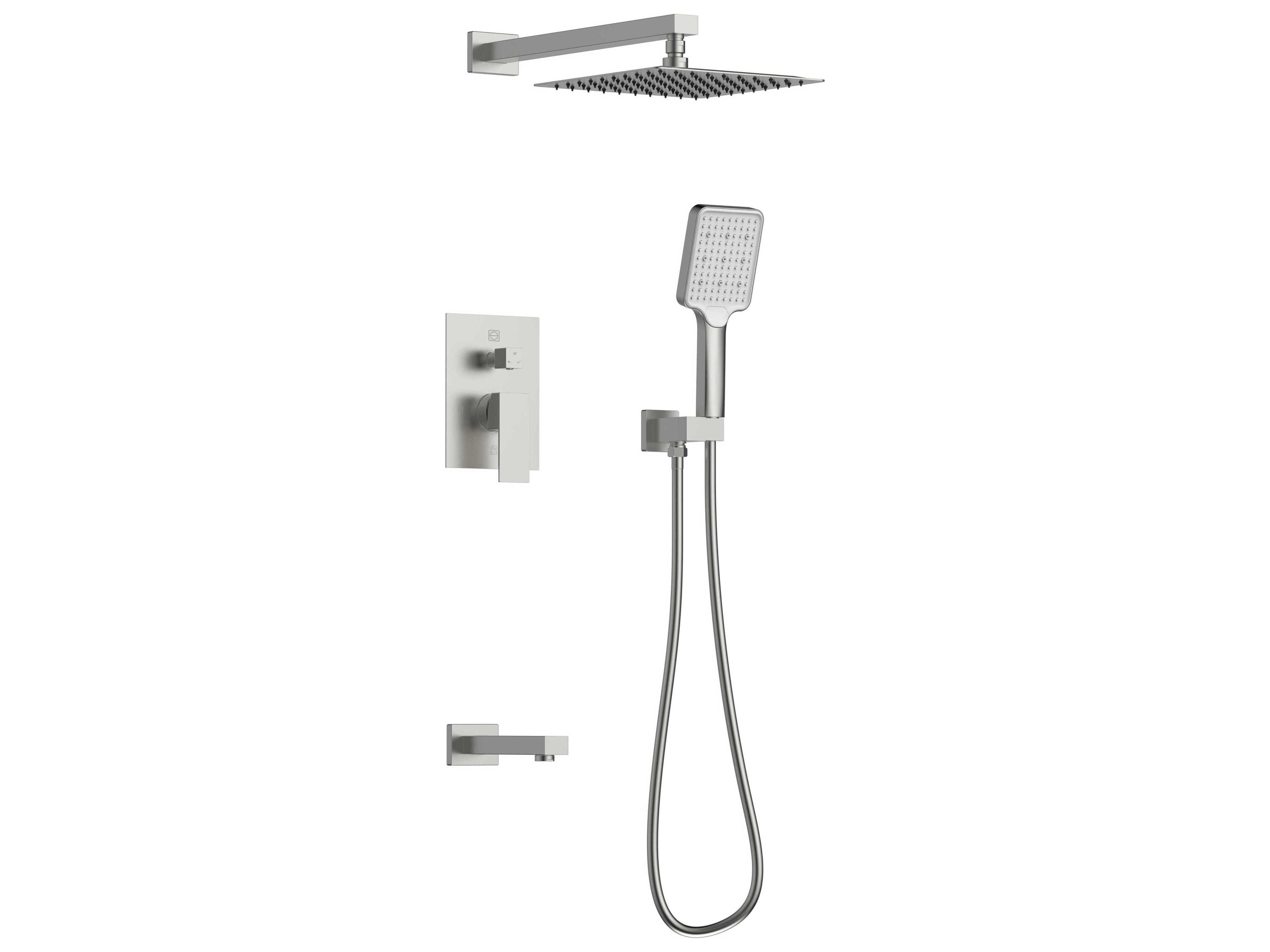 Elegant Lighting Petar Brushed Nickel Shower and Tub Faucet