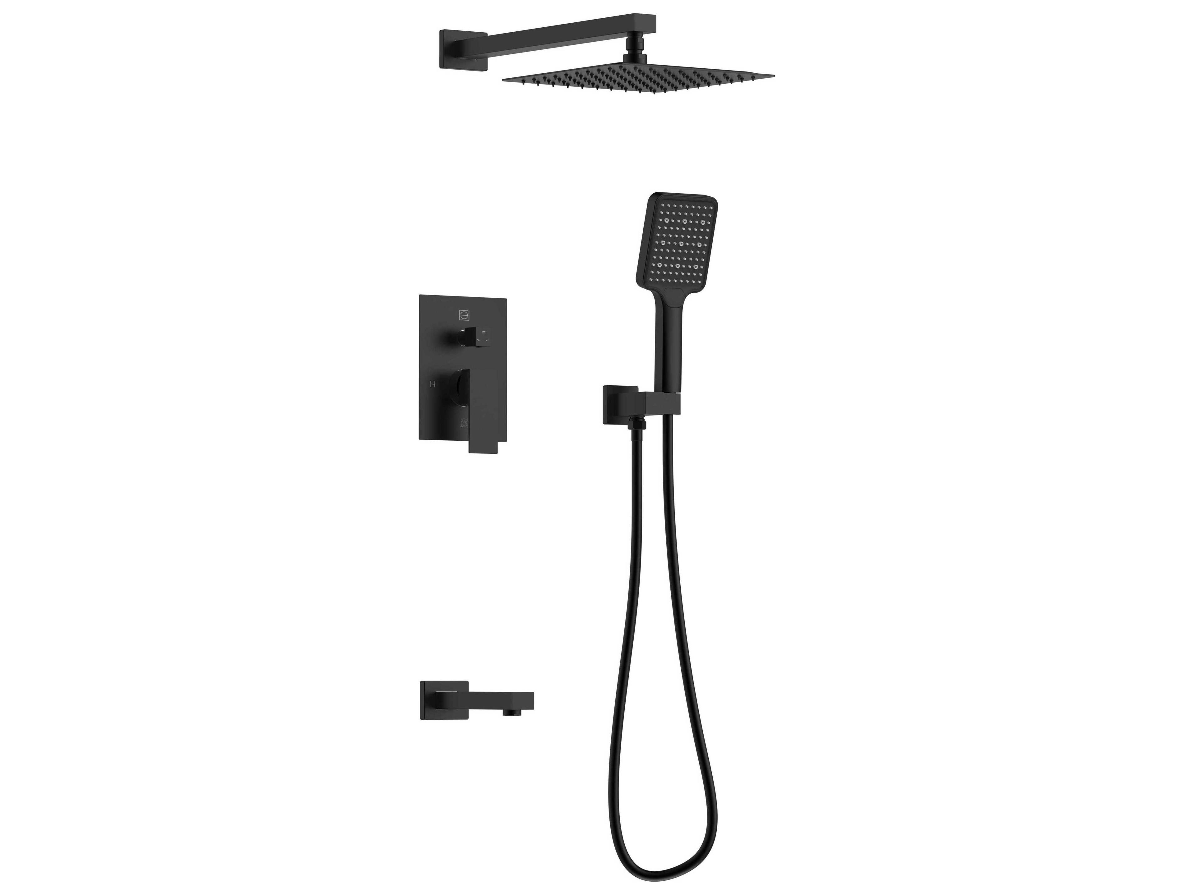 Elegant Lighting Petar Matte Black Shower and Tub Faucet