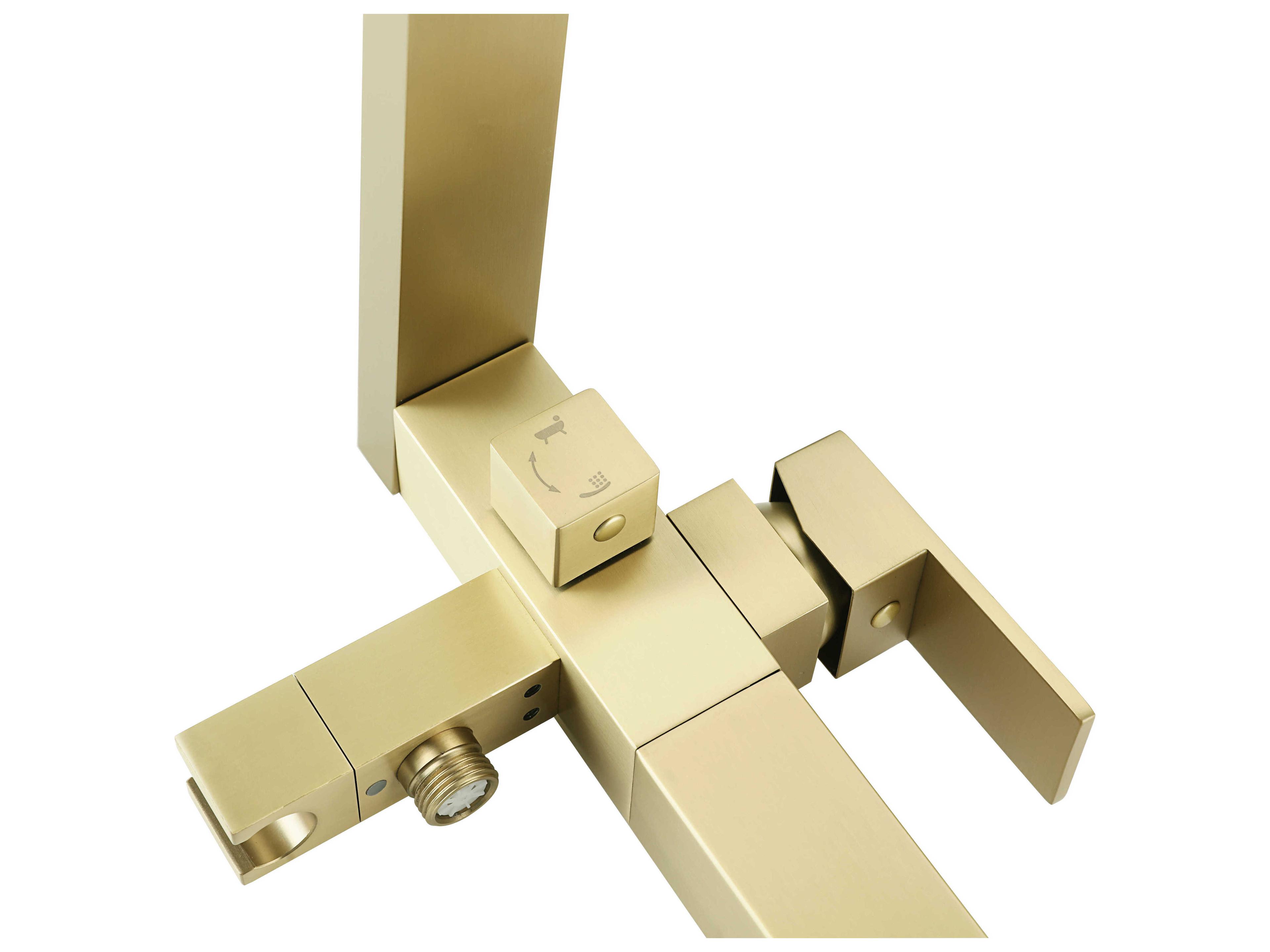 Elegant Lighting Henry Brushed Gold Floor Mounted Roman Tub Faucet with Handshower