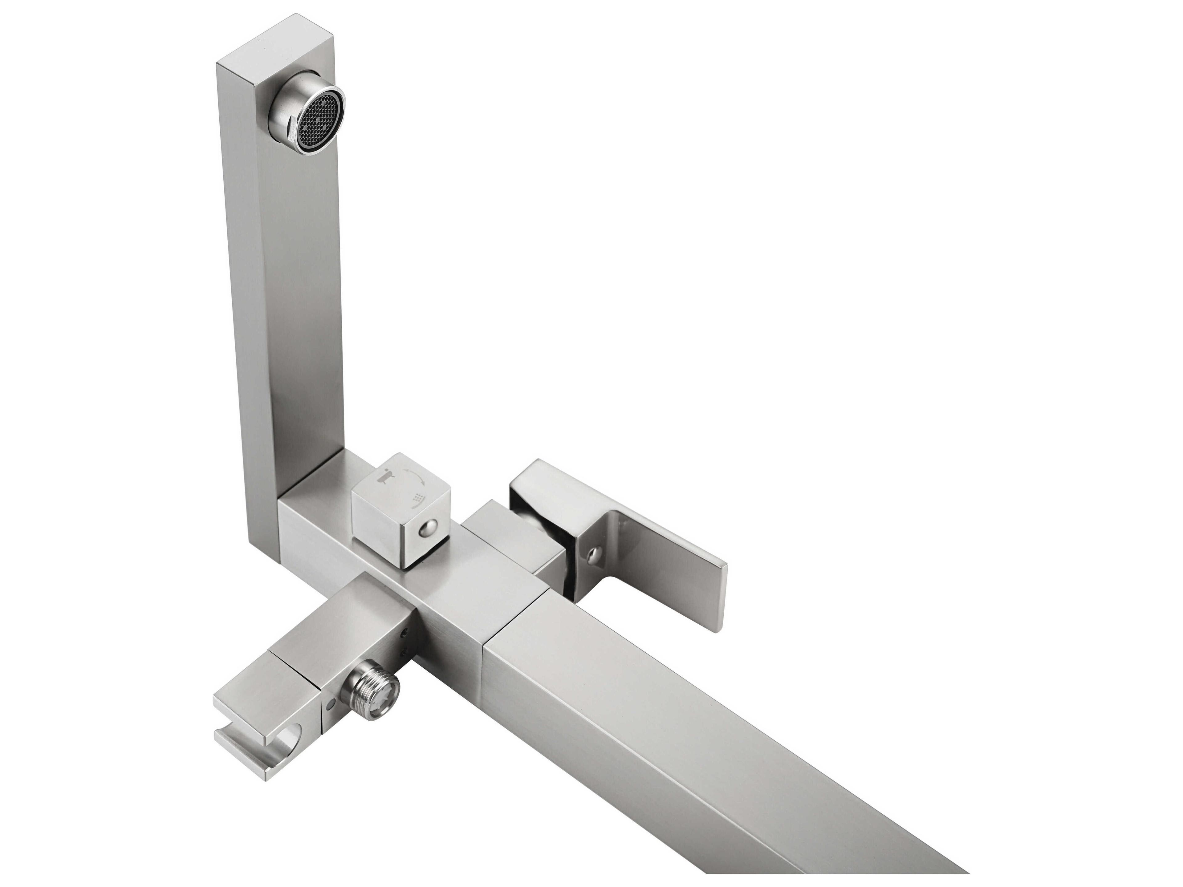 Elegant Lighting Henry Brushed Nickel Floor Mounted Roman Tub Faucet with Handshower