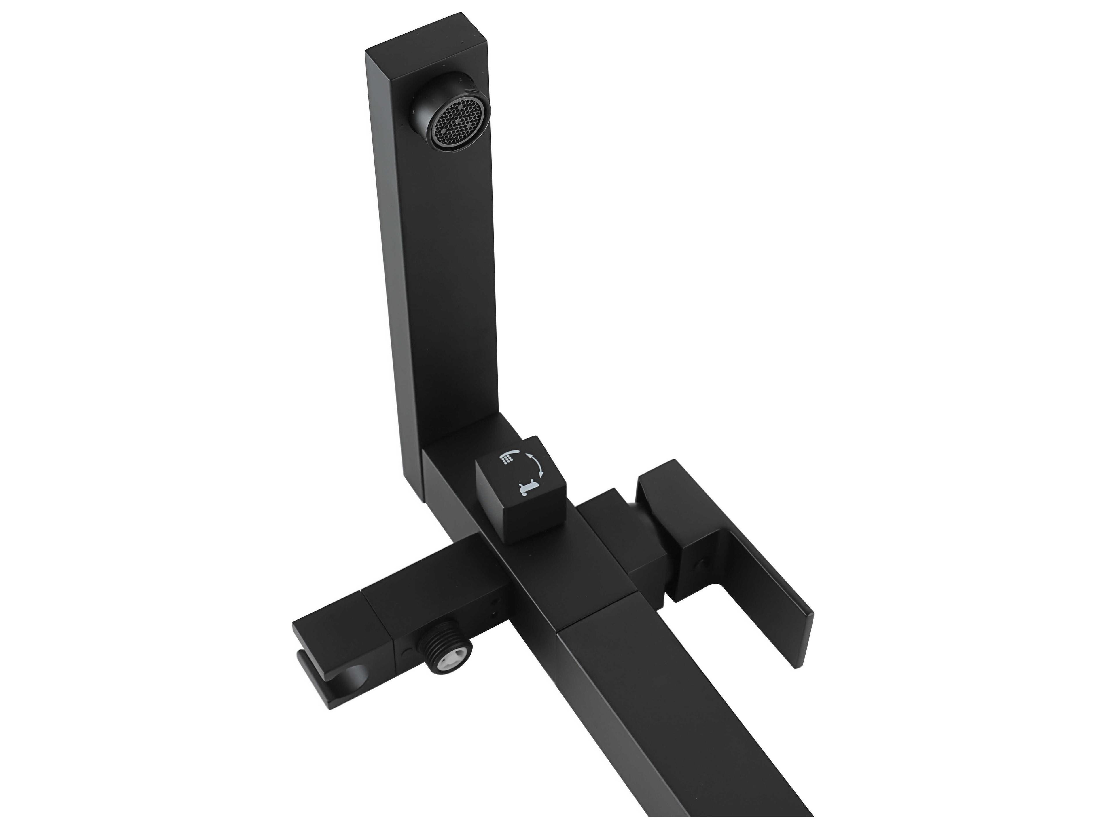 Elegant Lighting Henry Matte Black Floor Mounted Roman Tub Faucet with Handshower