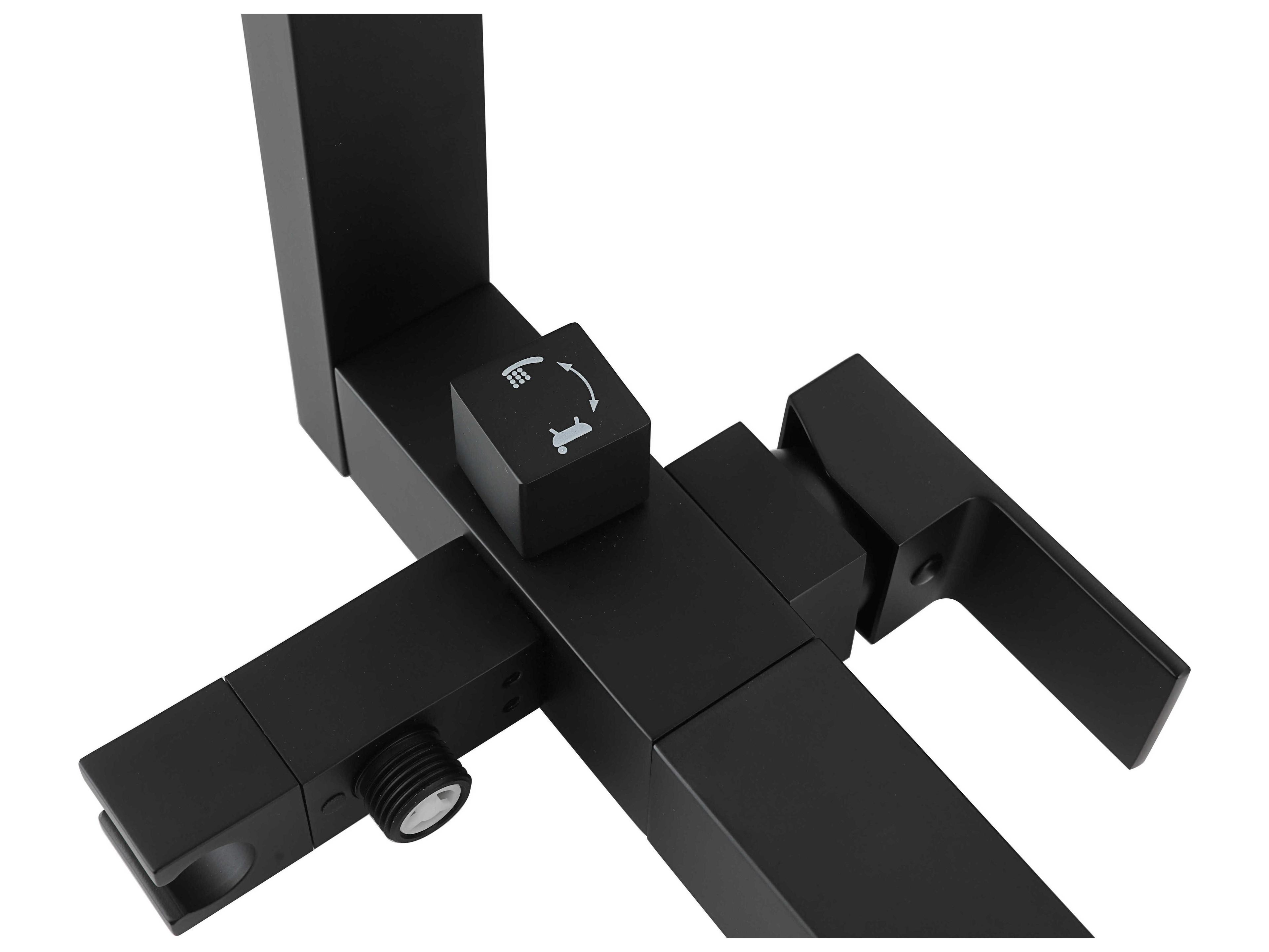 Elegant Lighting Henry Matte Black Floor Mounted Roman Tub Faucet with Handshower