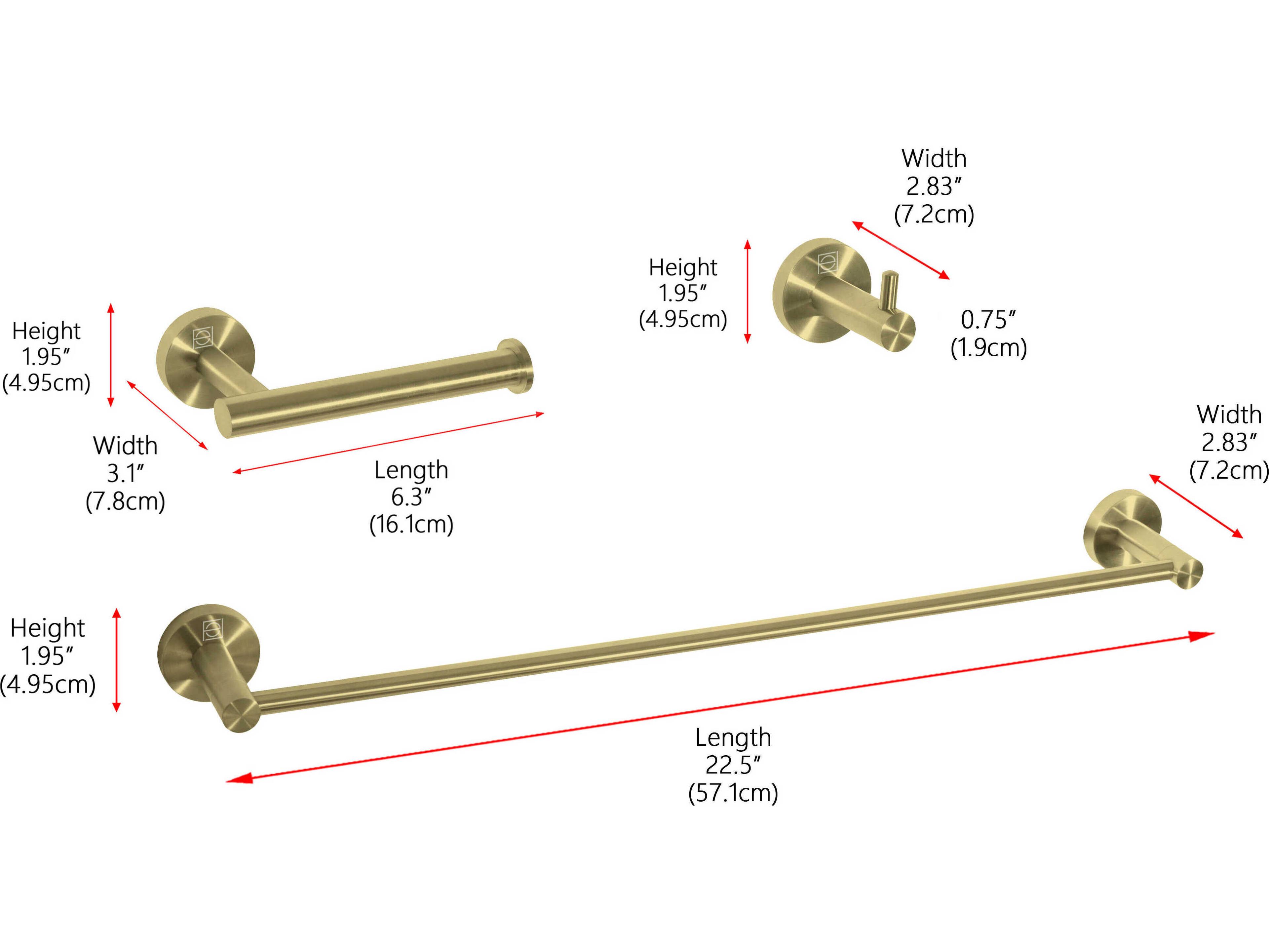 Elegant Lighting Freya Brushed Gold 3-Piece Bathroom Hardware Set