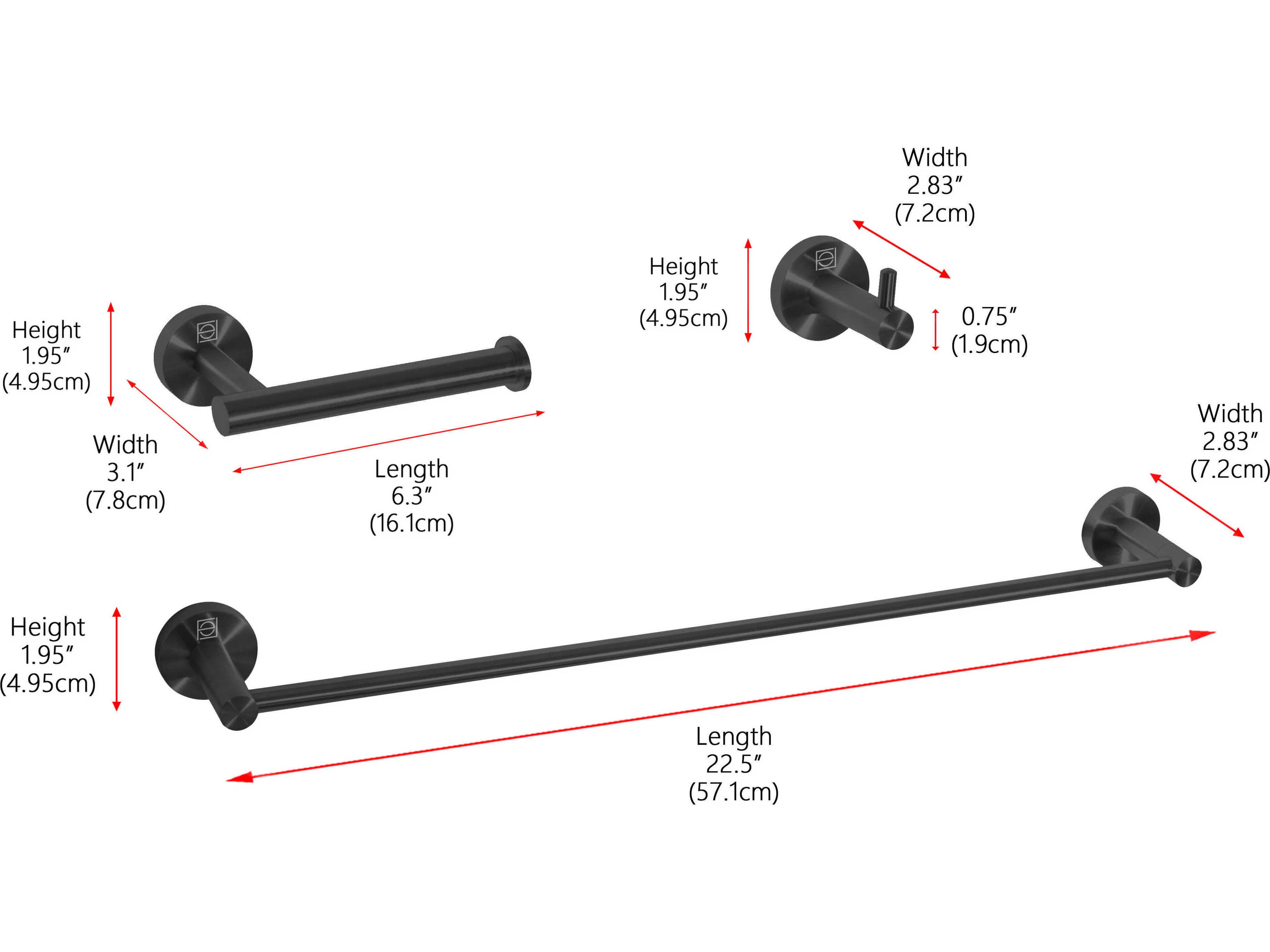 Elegant Lighting Freya Matte Black 3-Piece Bathroom Hardware Set