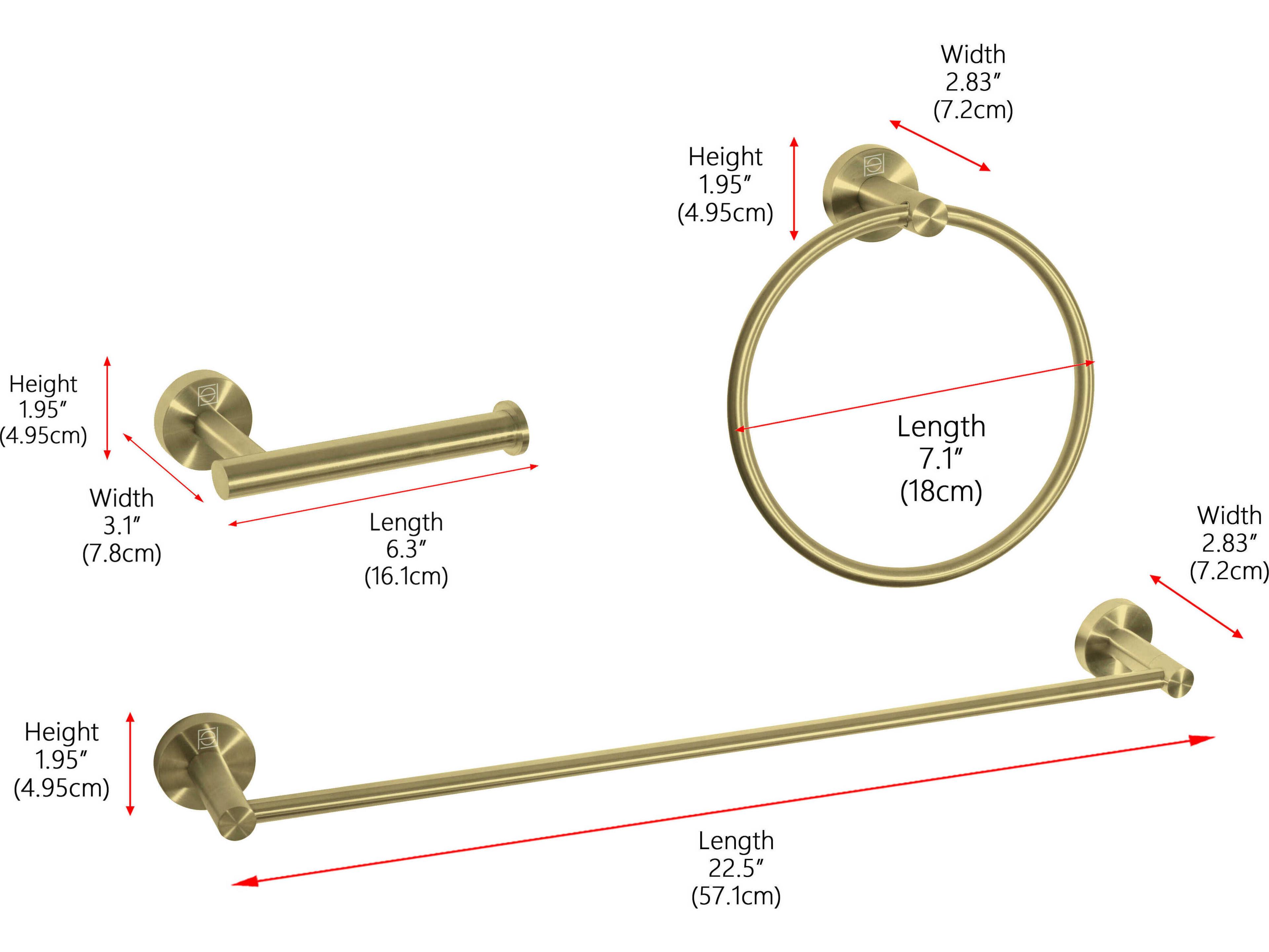 Elegant Lighting Alma Brushed Gold 3-Piece Bathroom Hardware Set