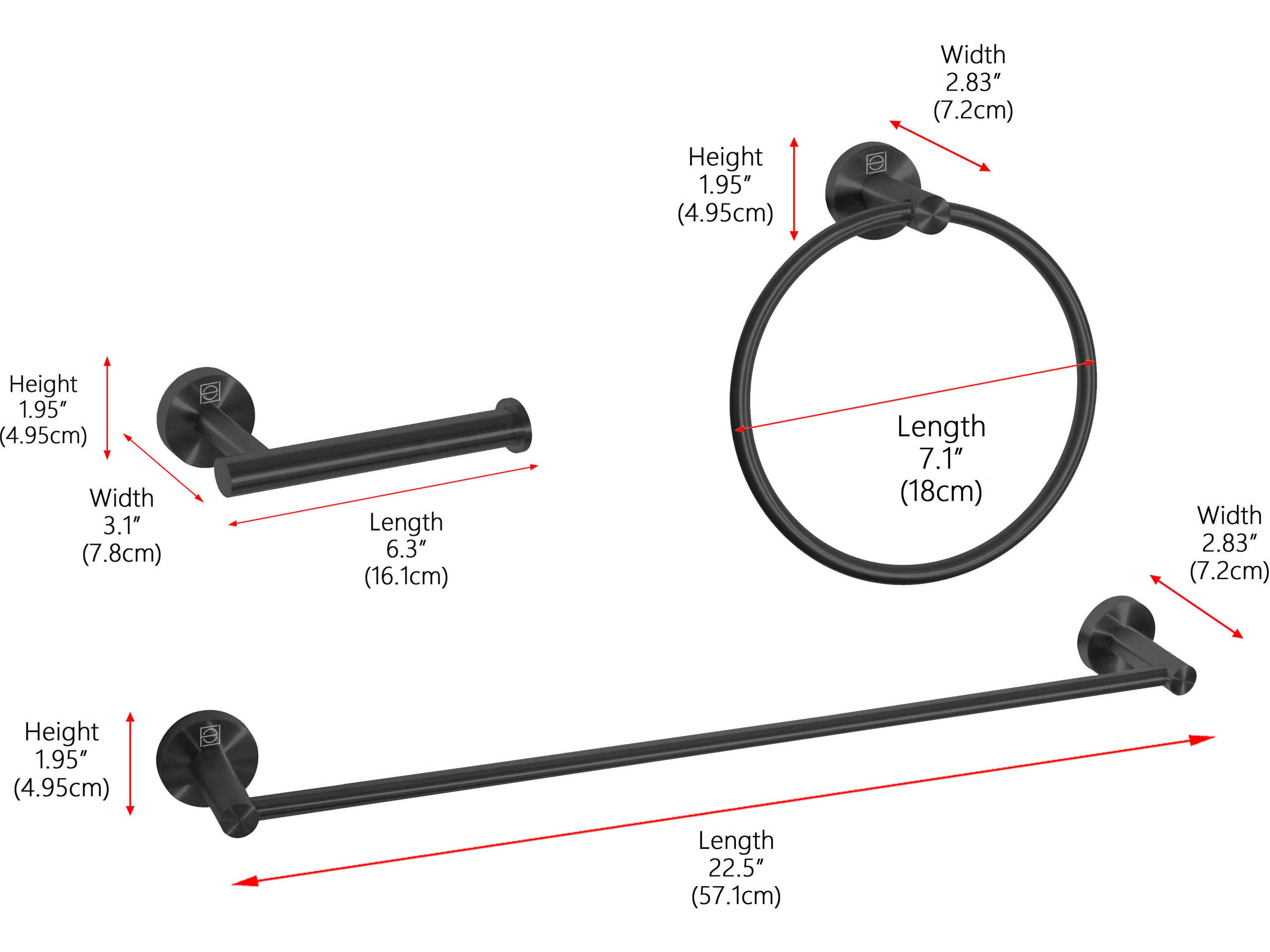 Elegant Lighting Alma Matte Black 3-Piece Bathroom Hardware Set