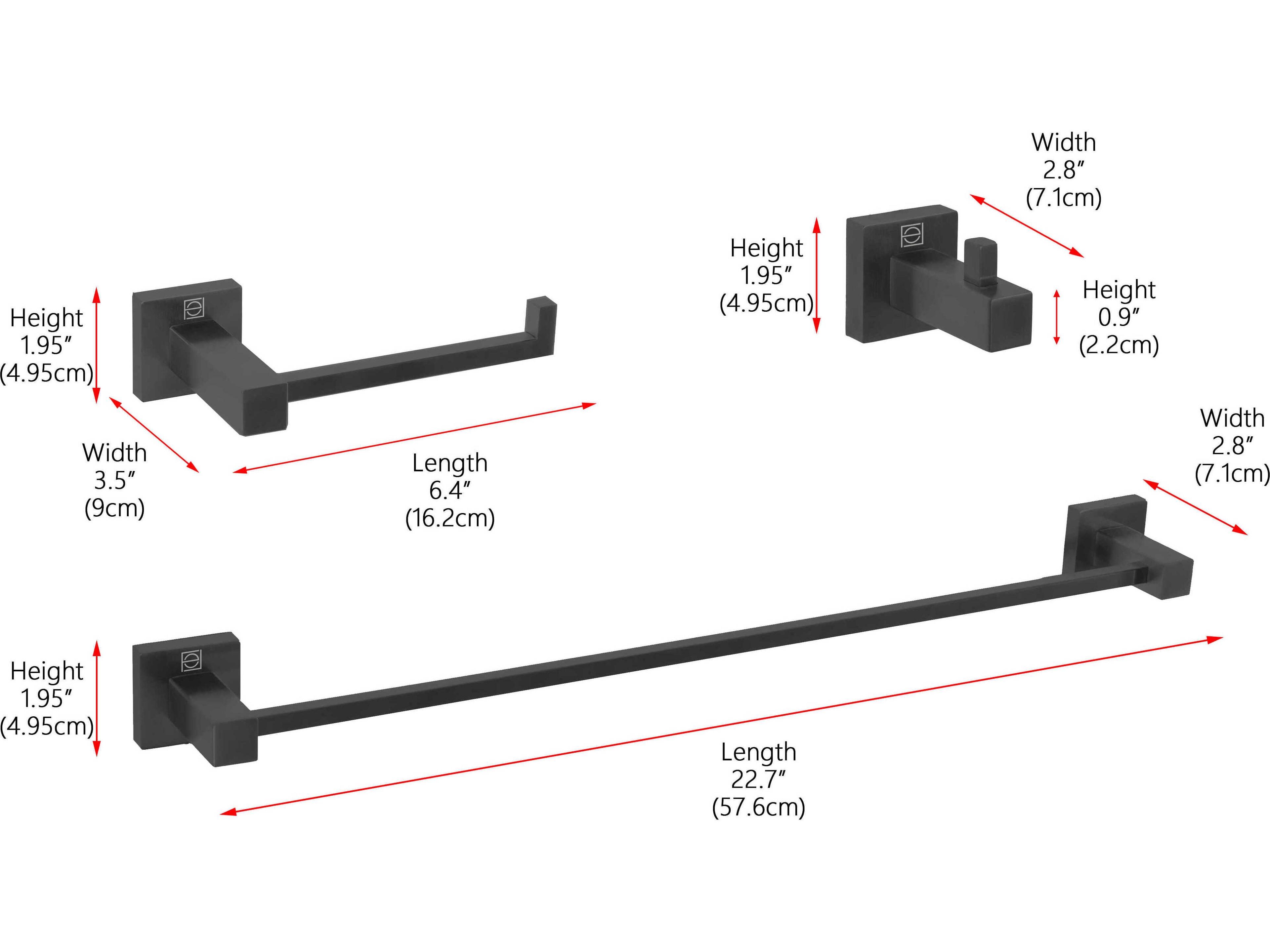 Elegant Lighting Isla Matte Black 3-Piece Bathroom Hardware Set