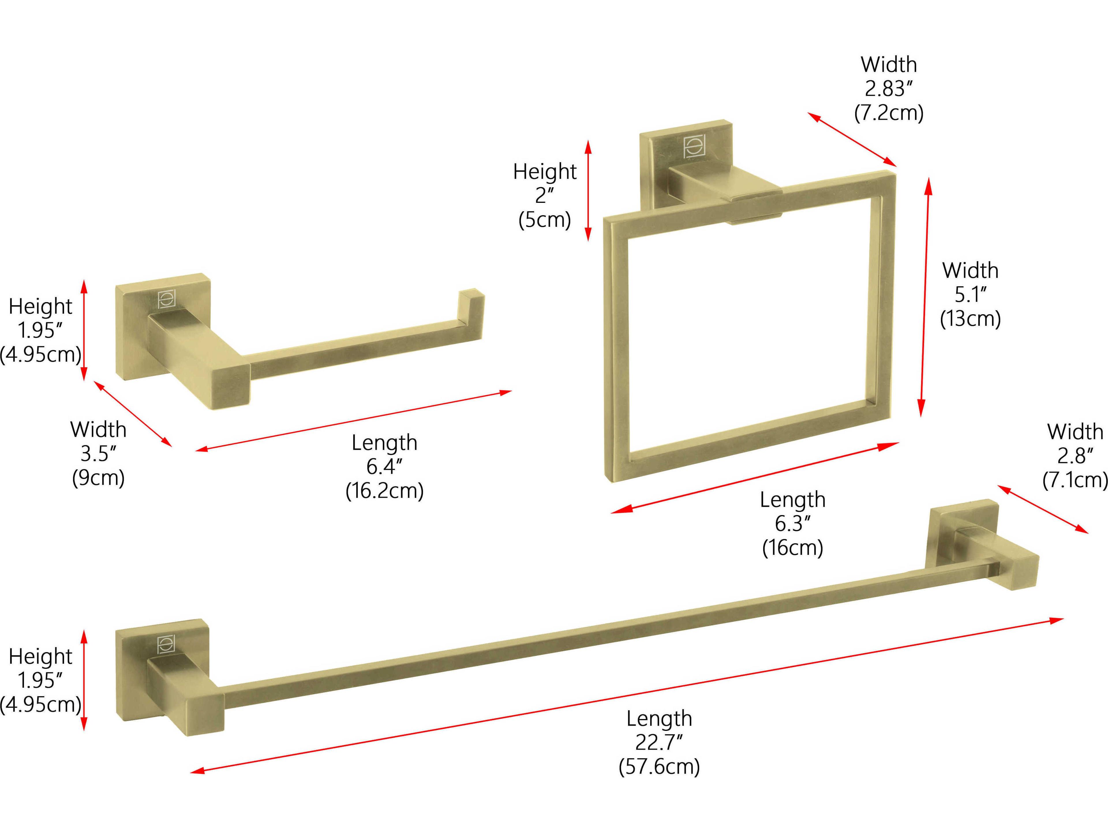Elegant Lighting Isla Brushed Gold 3-Piece Bathroom Hardware Set