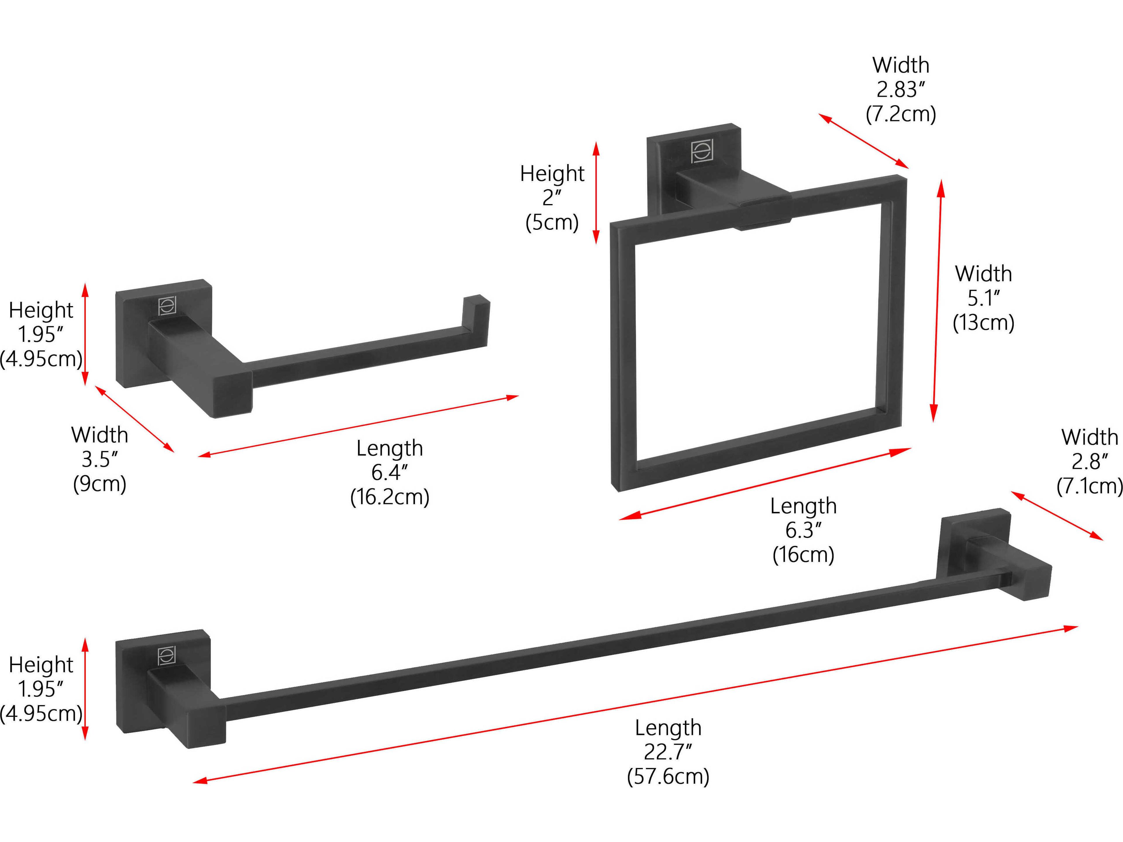 Elegant Lighting Isla Matte Black 3-Piece Bathroom Hardware Set