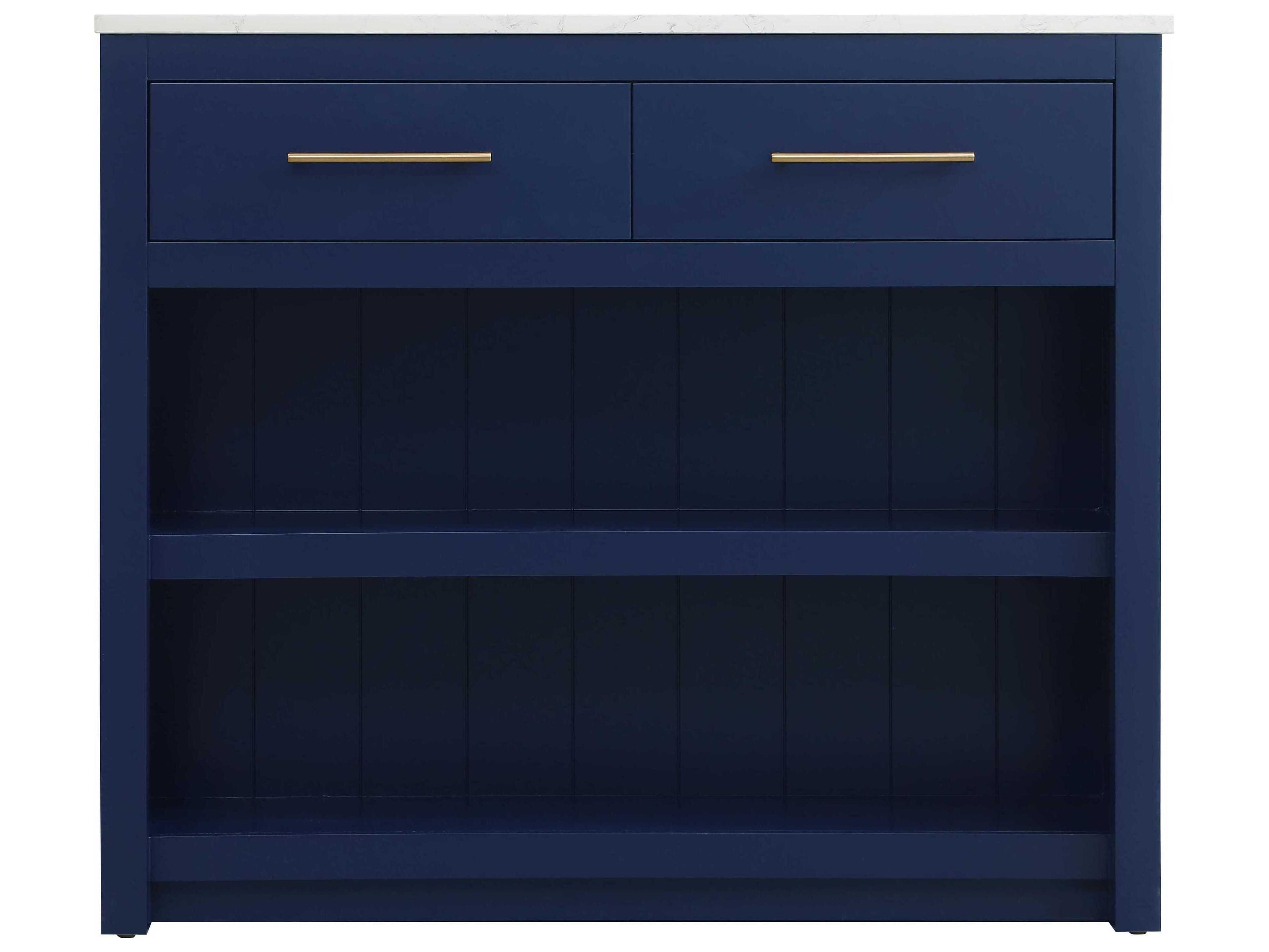 Elegant Lighting Osman Marble Blue Kitchen Island