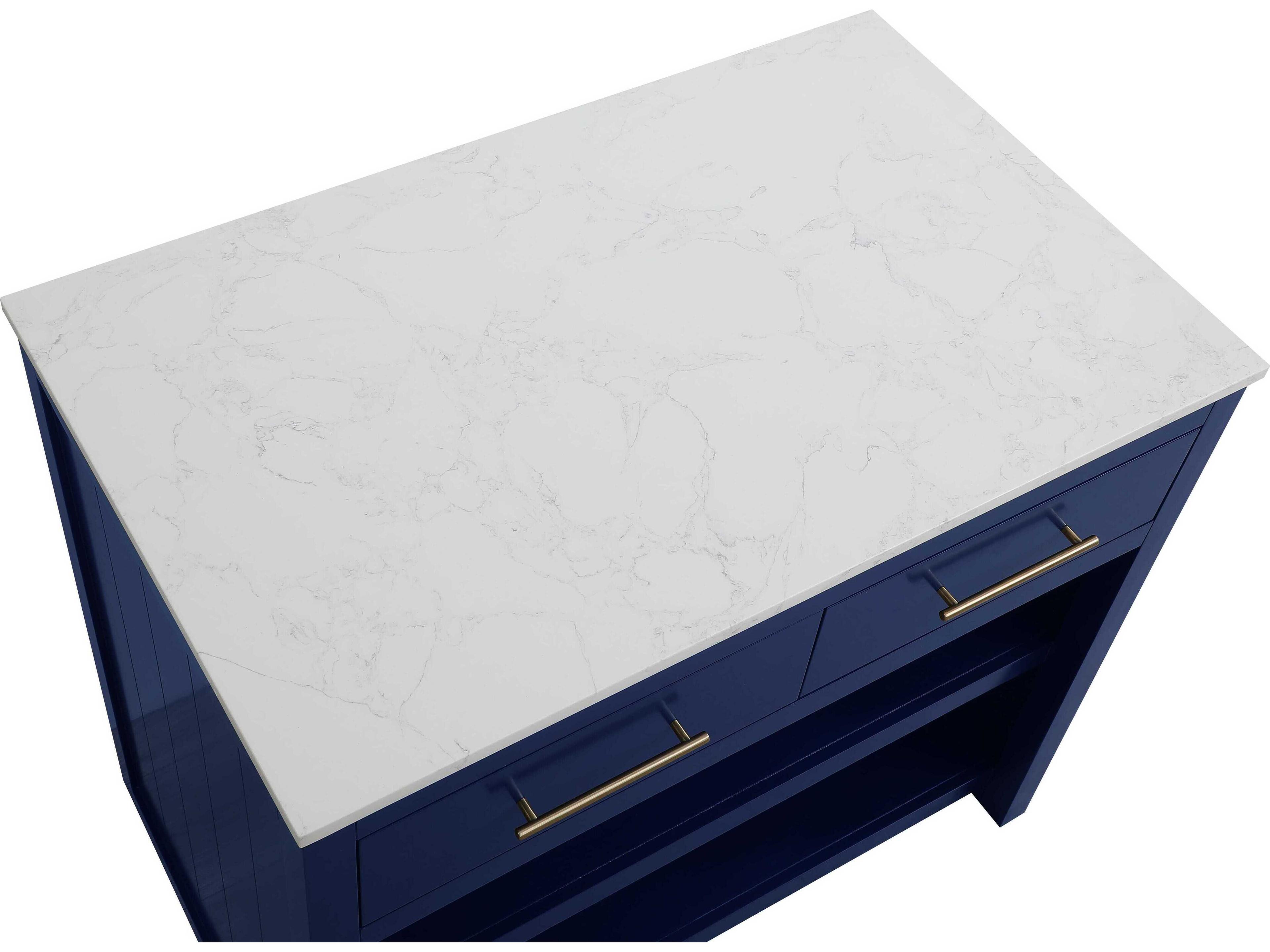 Elegant Lighting Osman Marble Blue Kitchen Island