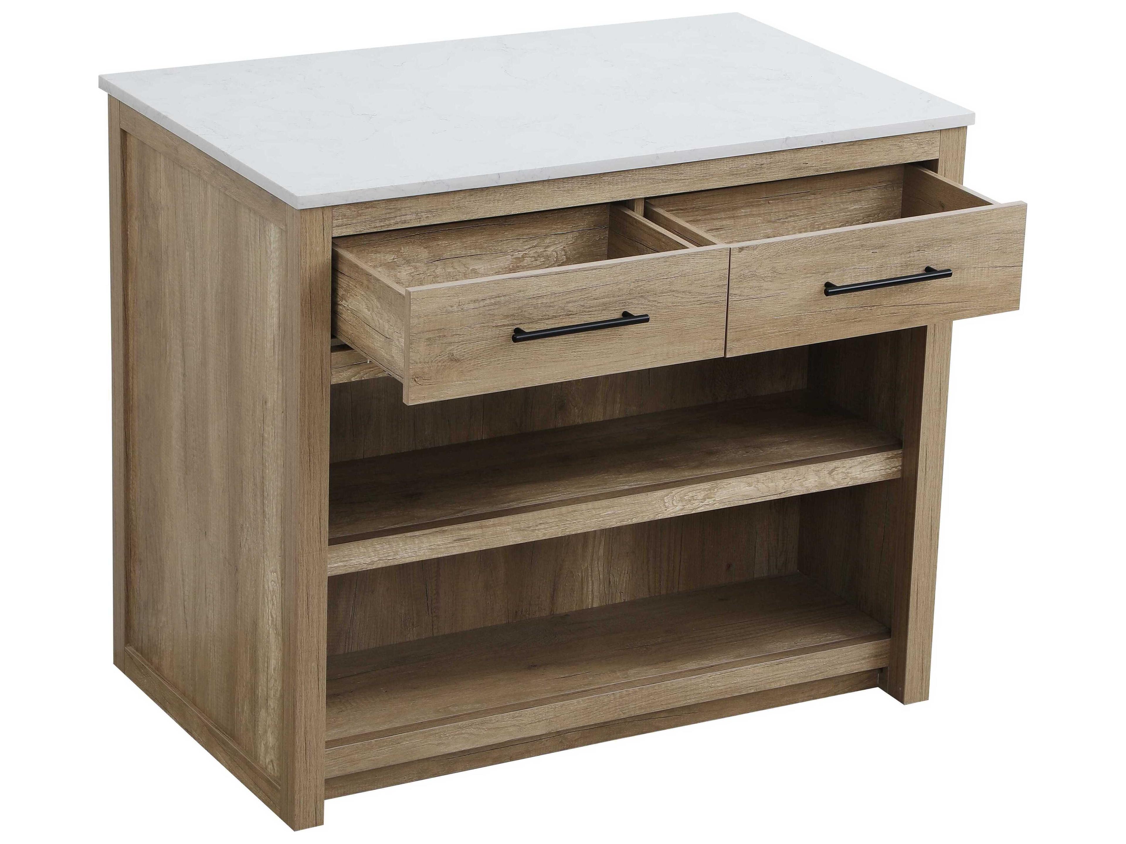 Elegant Lighting Osman Marble Natural Oak Kitchen Island
