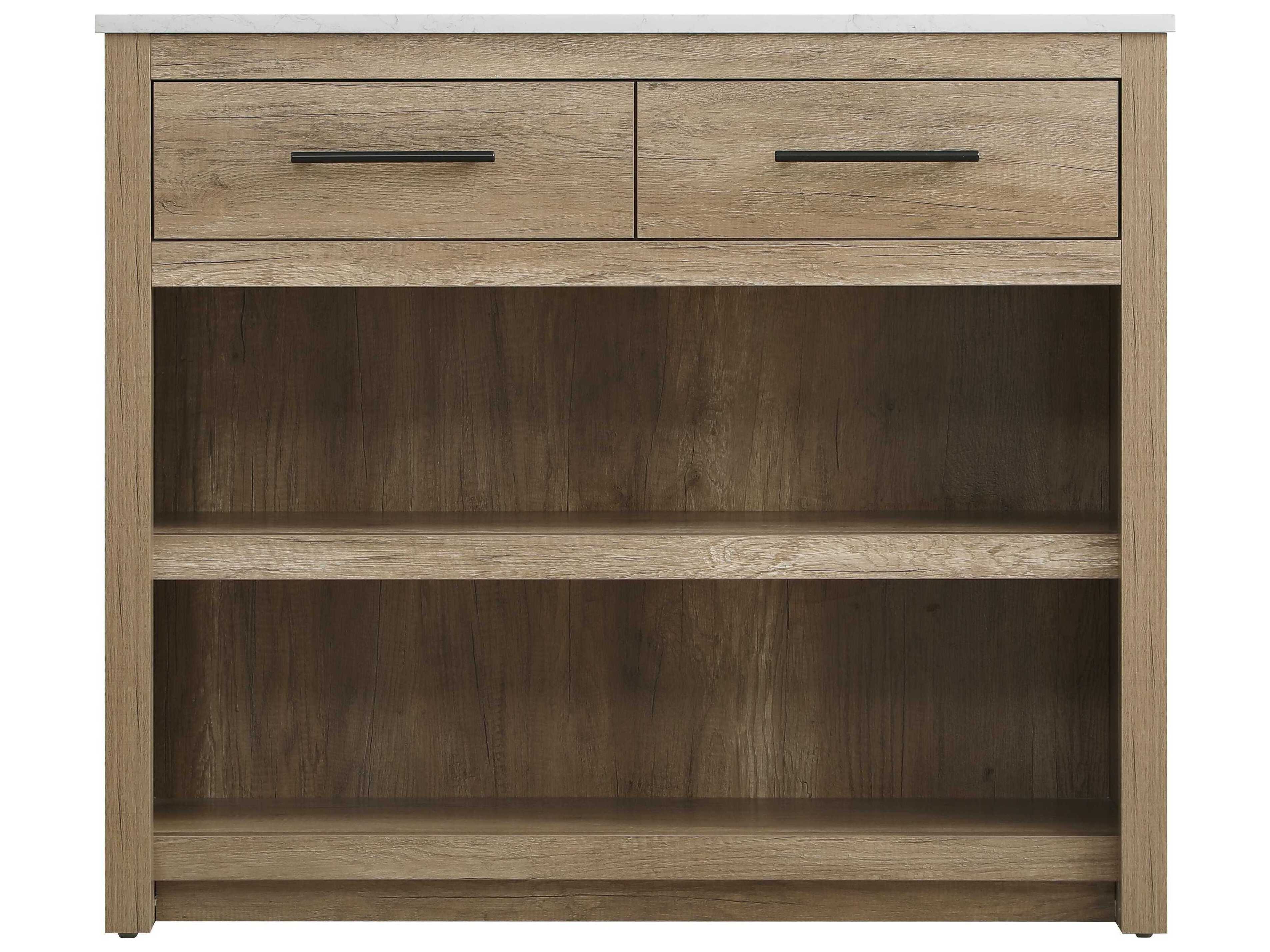 Elegant Lighting Osman Marble Natural Oak Kitchen Island