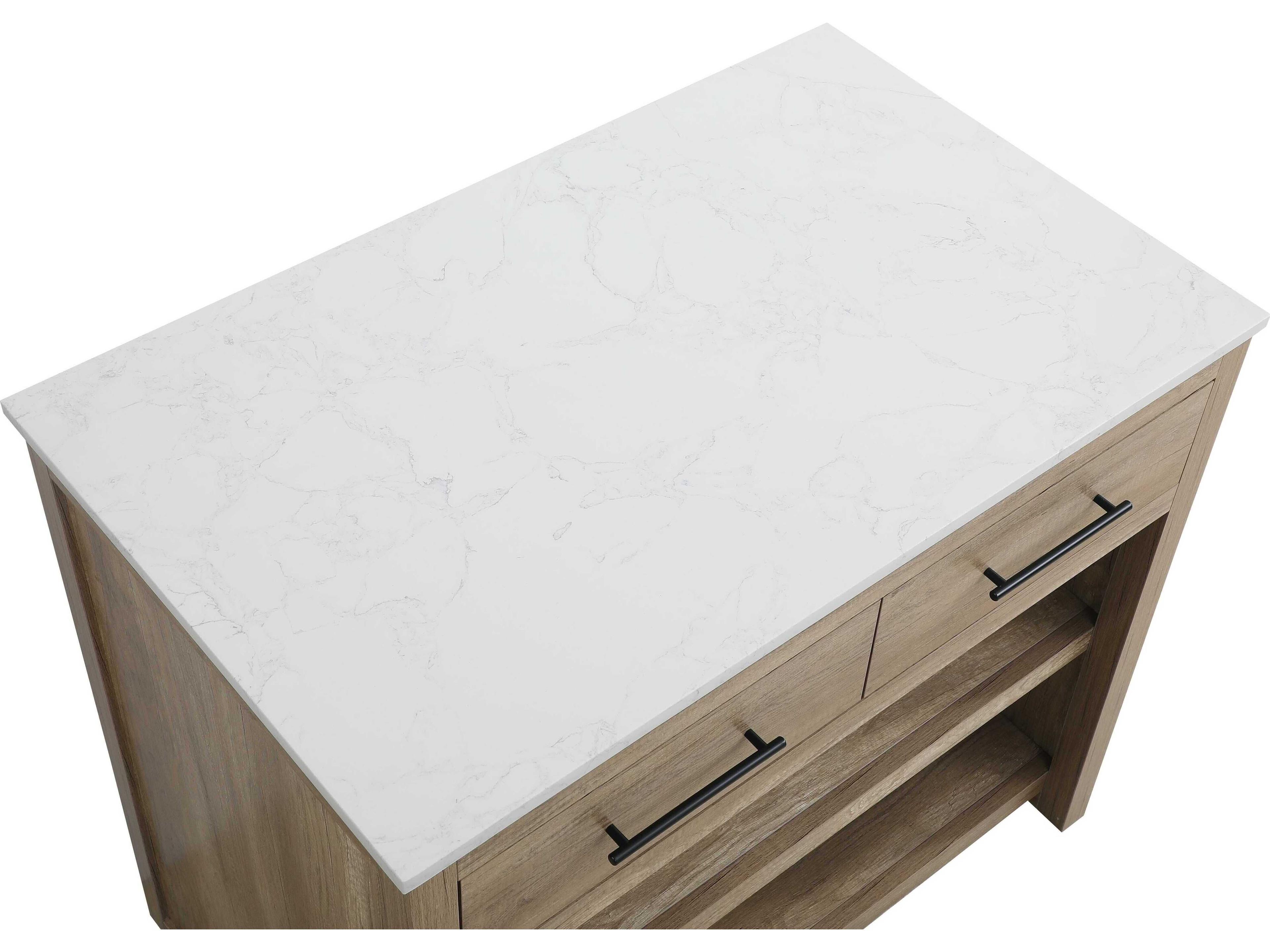 Elegant Lighting Osman Marble Natural Oak Kitchen Island
