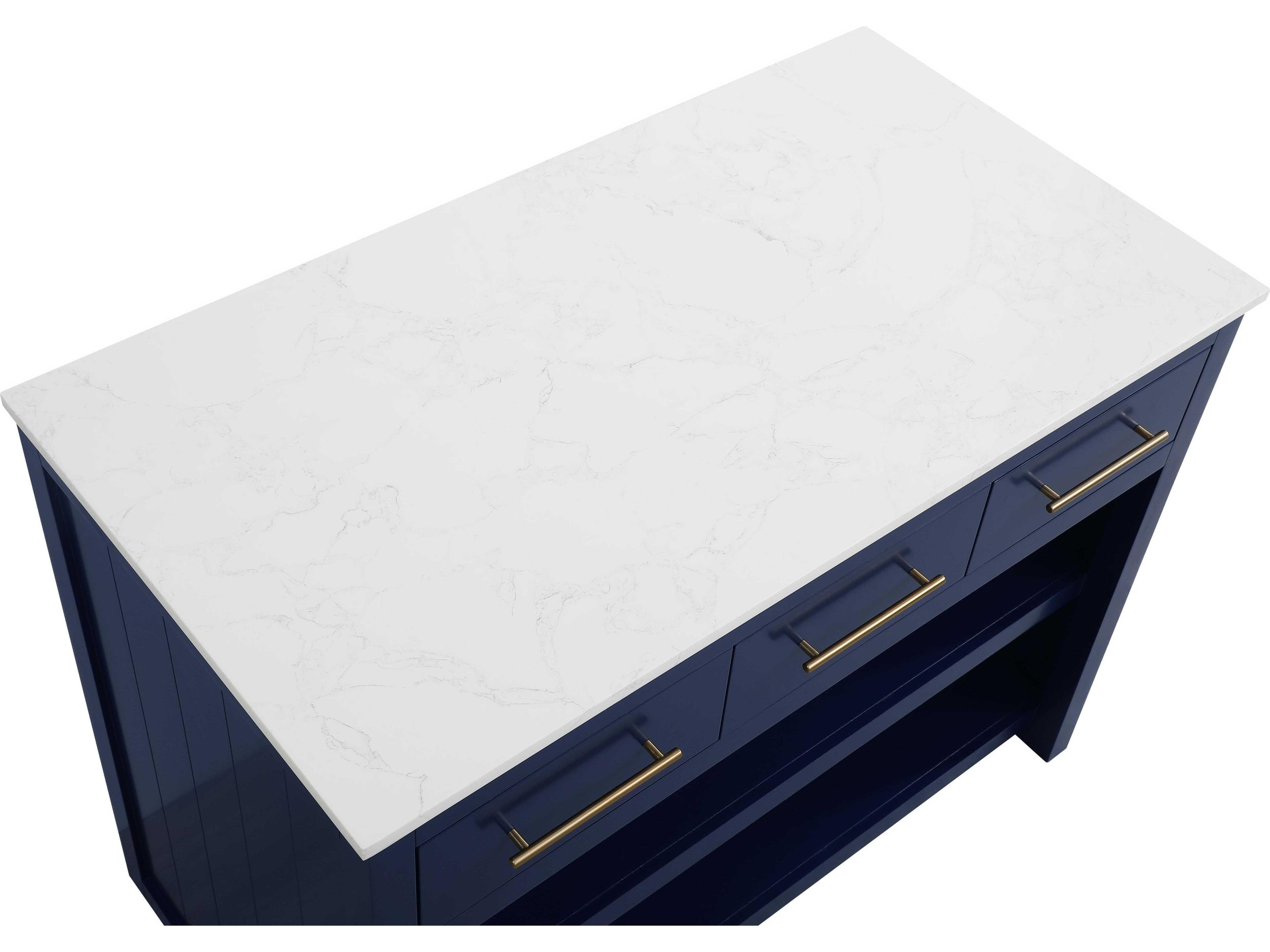 Elegant Lighting Porter Marble Blue Kitchen Island