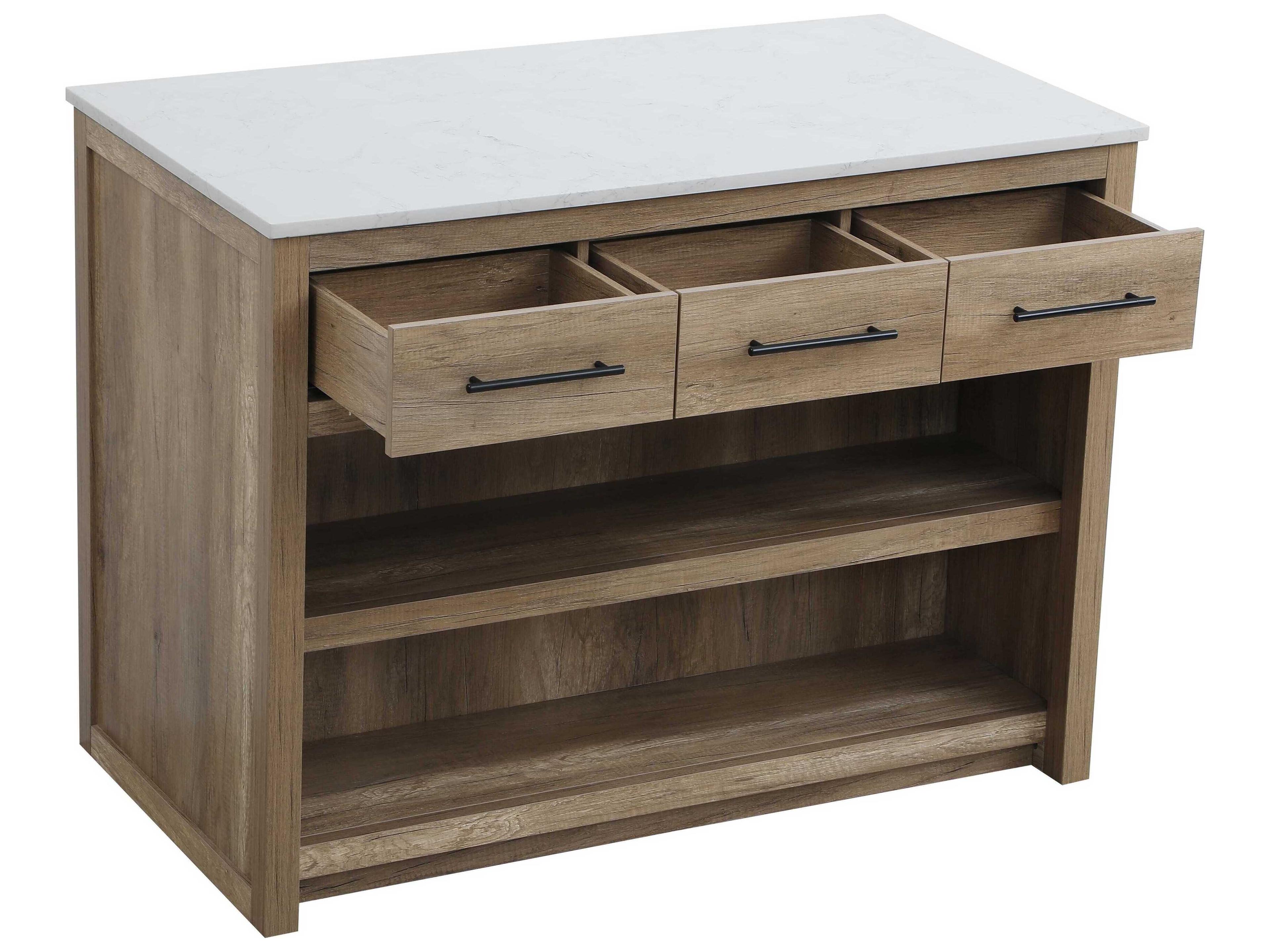 Elegant Lighting Porter Marble Natural Oak Kitchen Island