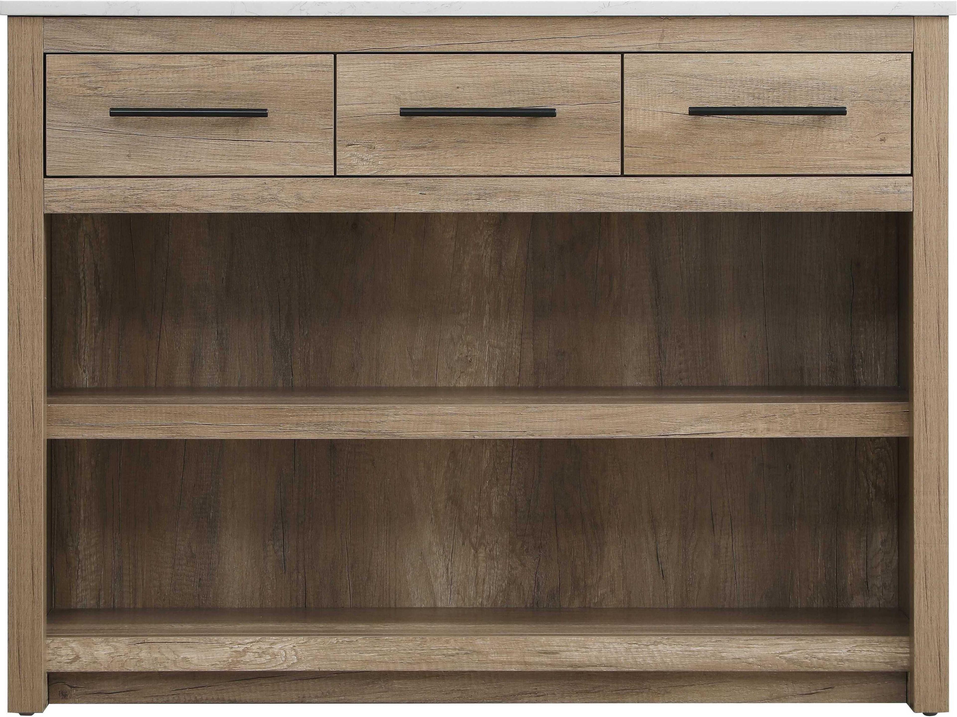 Elegant Lighting Porter Marble Natural Oak Kitchen Island