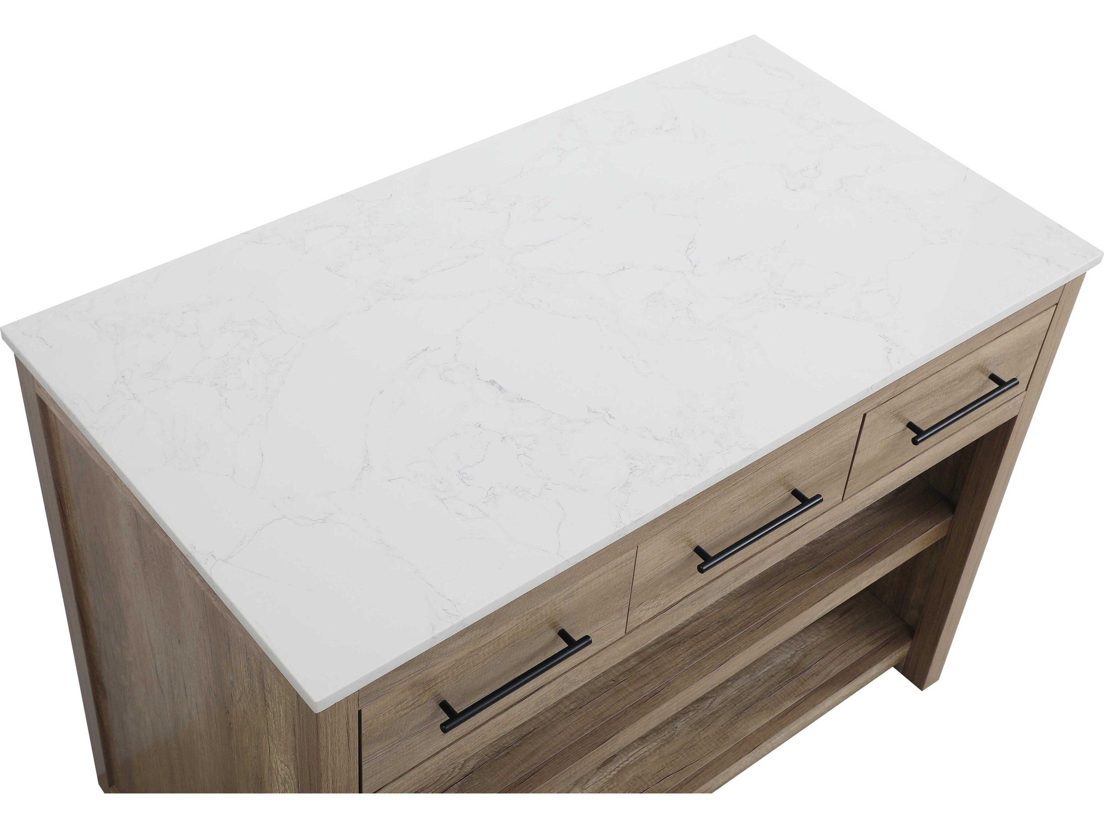 Elegant Lighting Porter Marble Natural Oak Kitchen Island