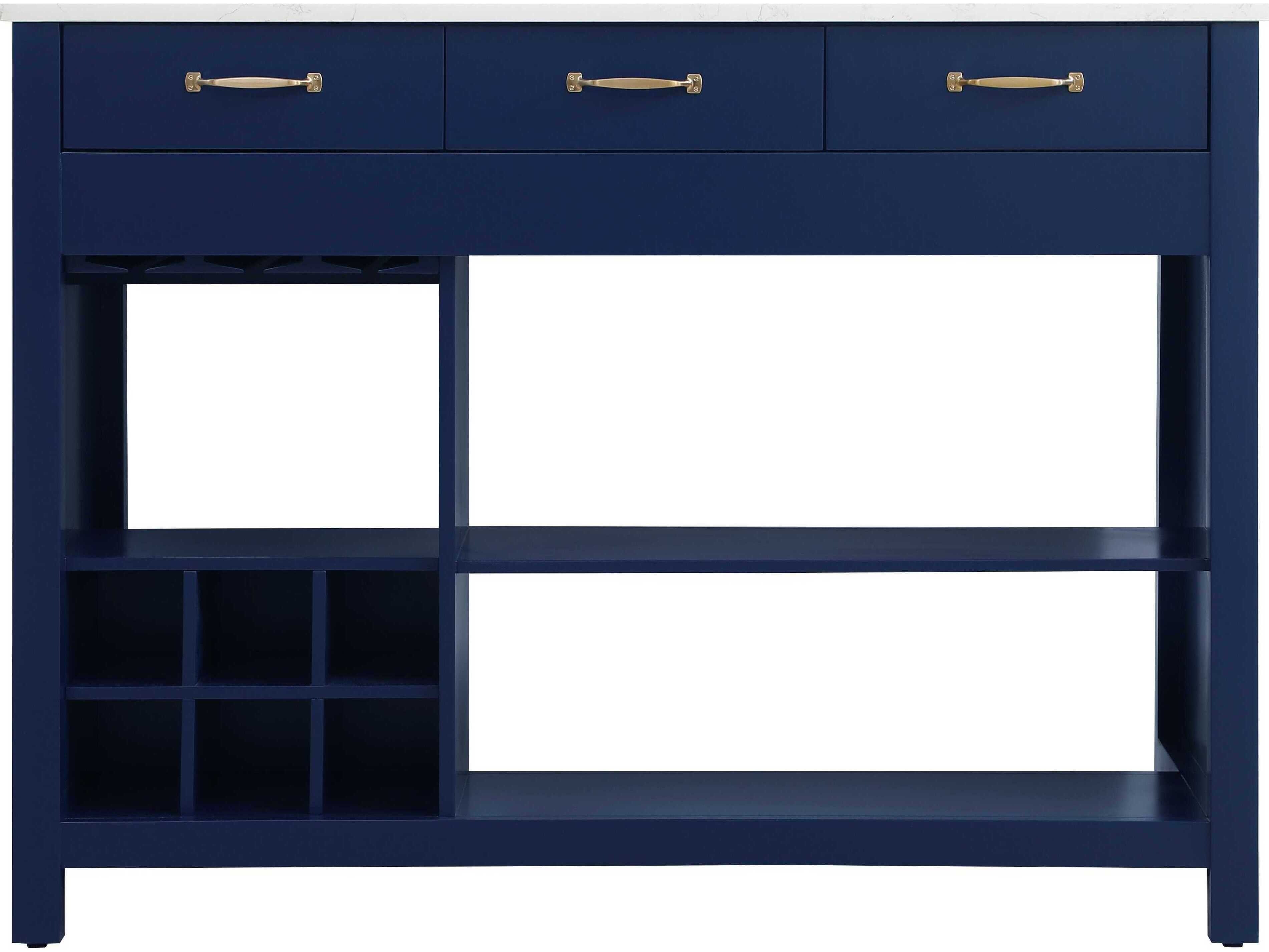 Elegant Lighting Jax Marble Blue Kitchen Island