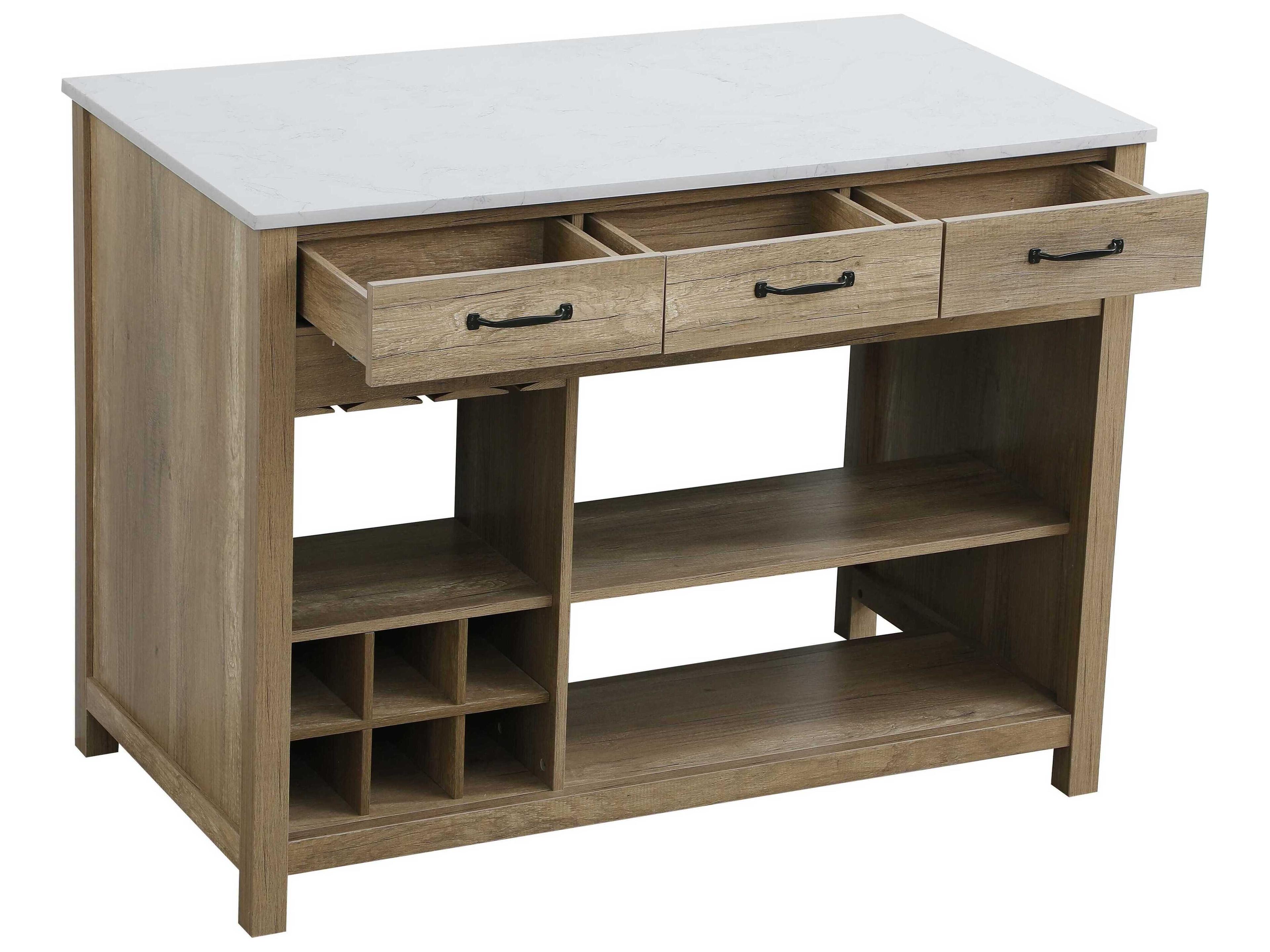 Elegant Lighting Jax Marble Natural Oak Kitchen Island