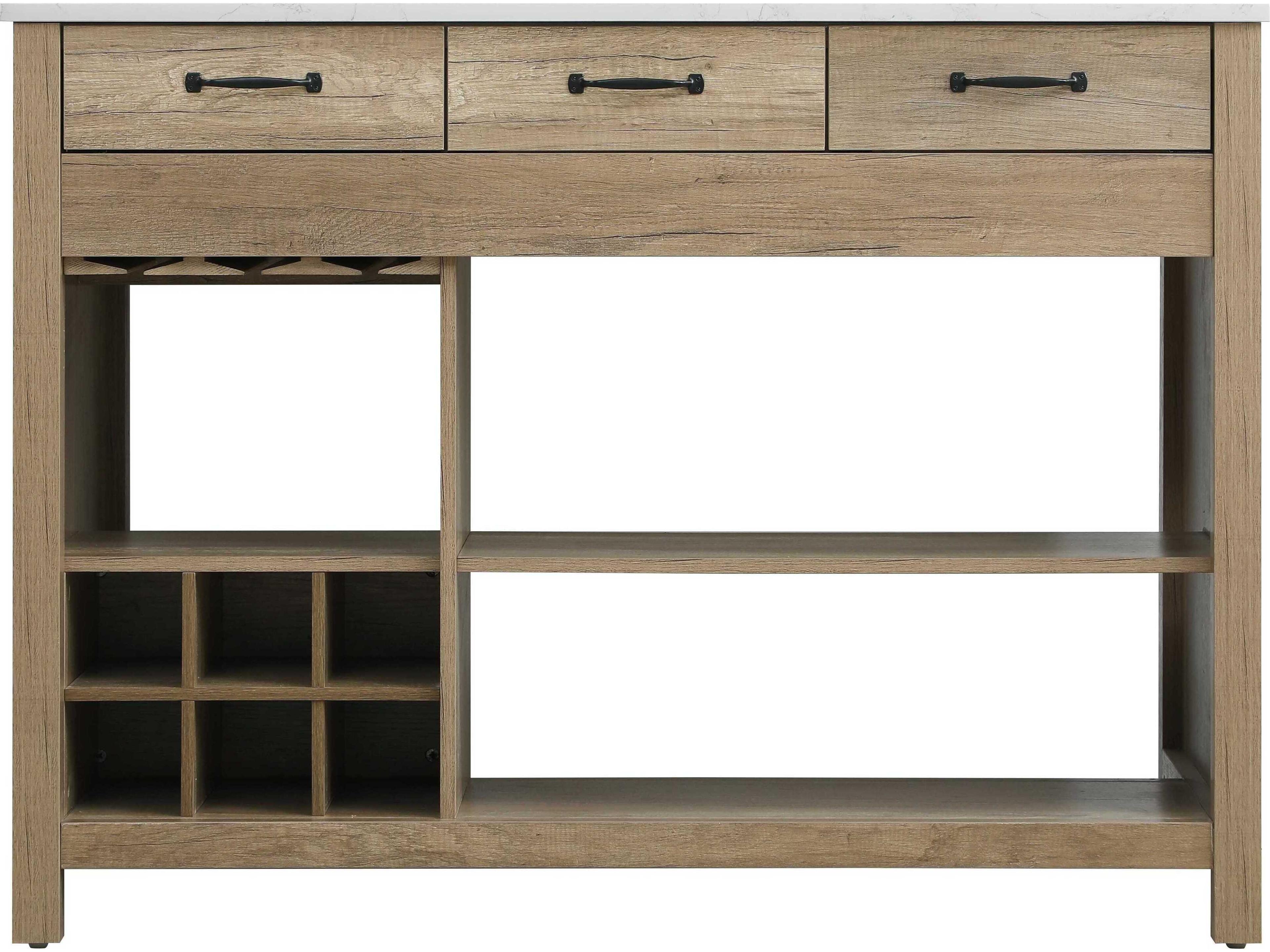 Elegant Lighting Jax Marble Natural Oak Kitchen Island