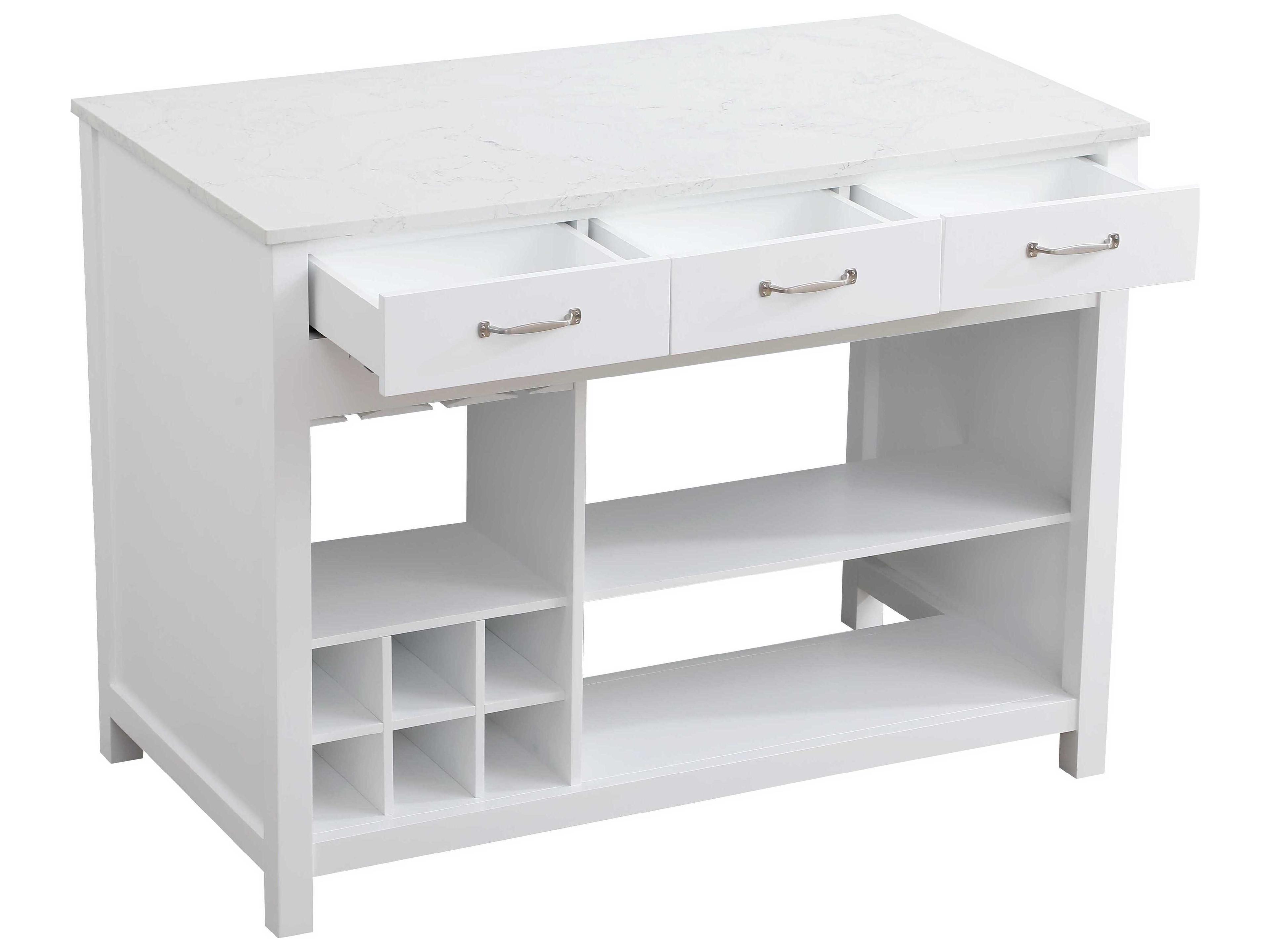 Elegant Lighting Jax Marble White Kitchen Island