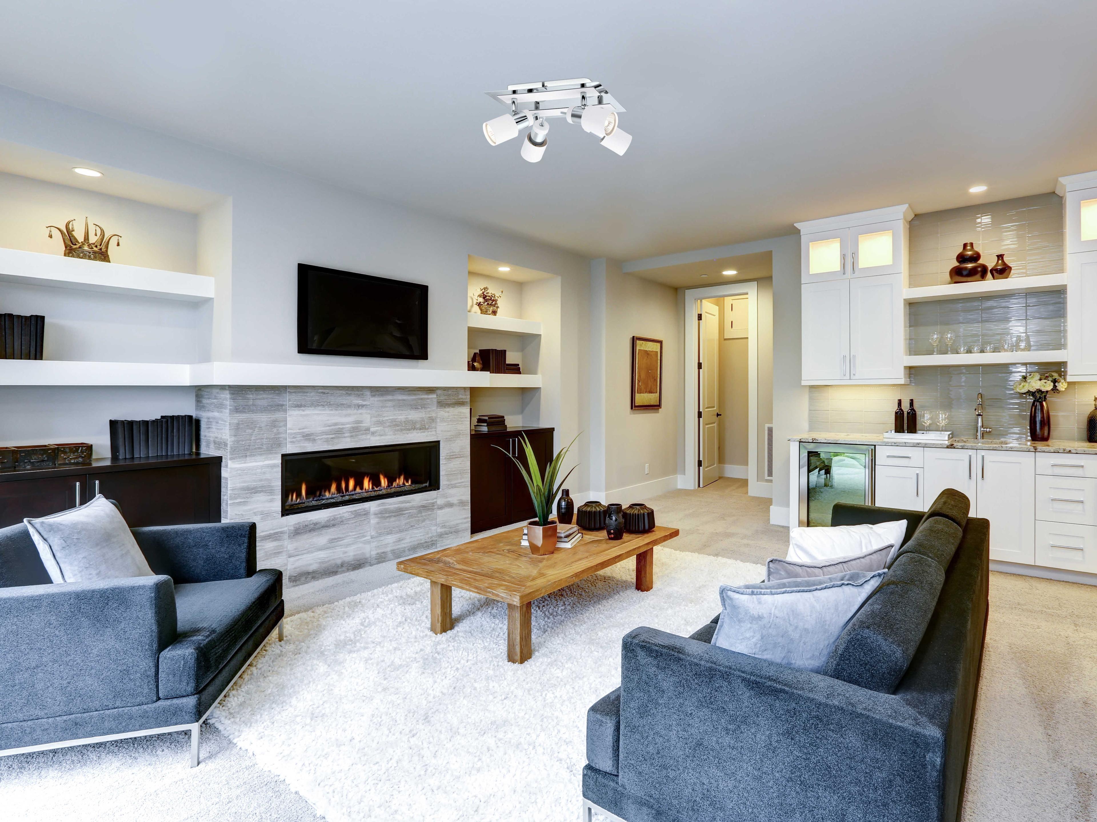 Eglo Davida 4-Light Chrome White Semi Flush Mount