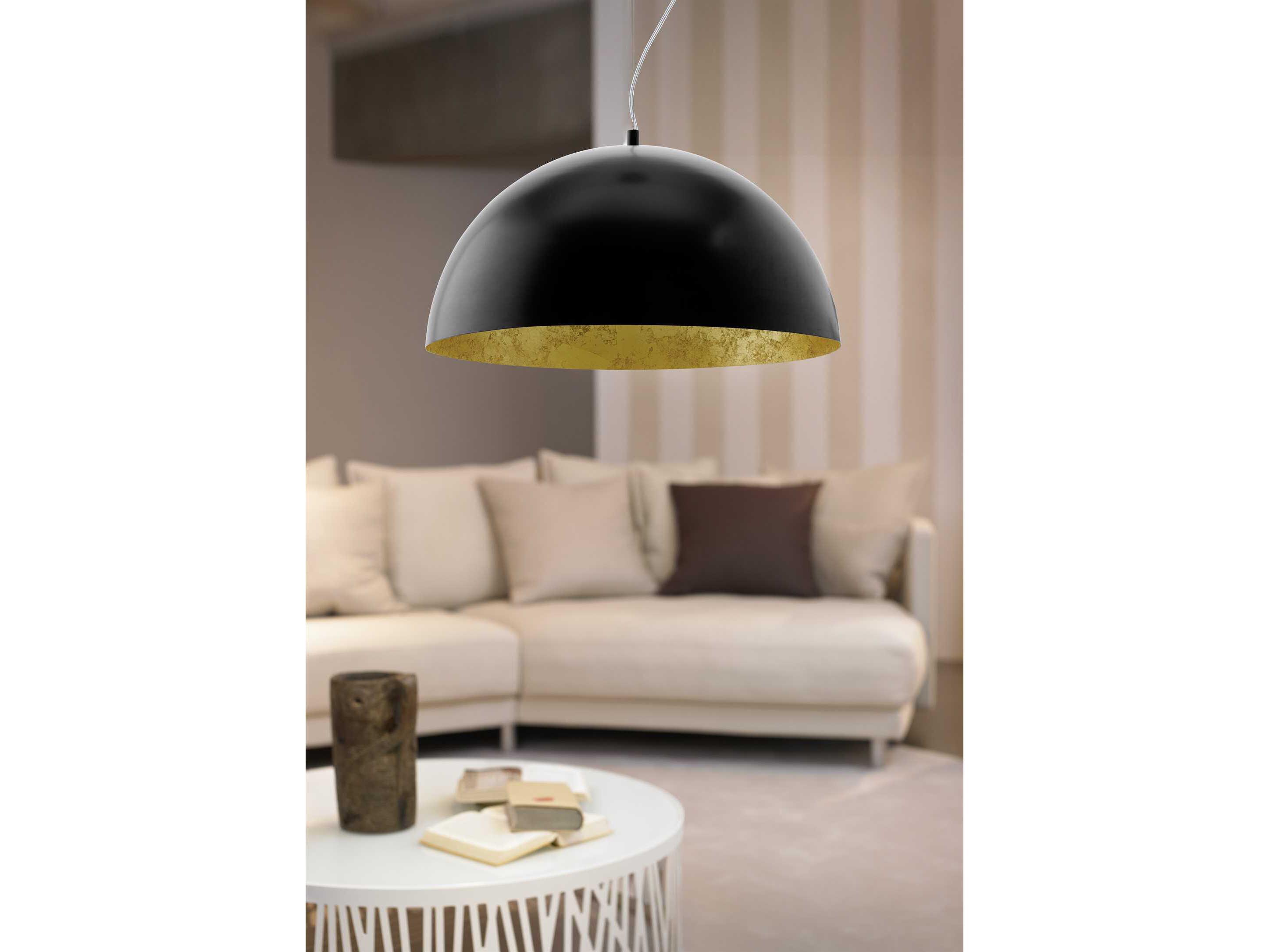 Eglo Gaetano 1-Light Black Gold Dome Pendant