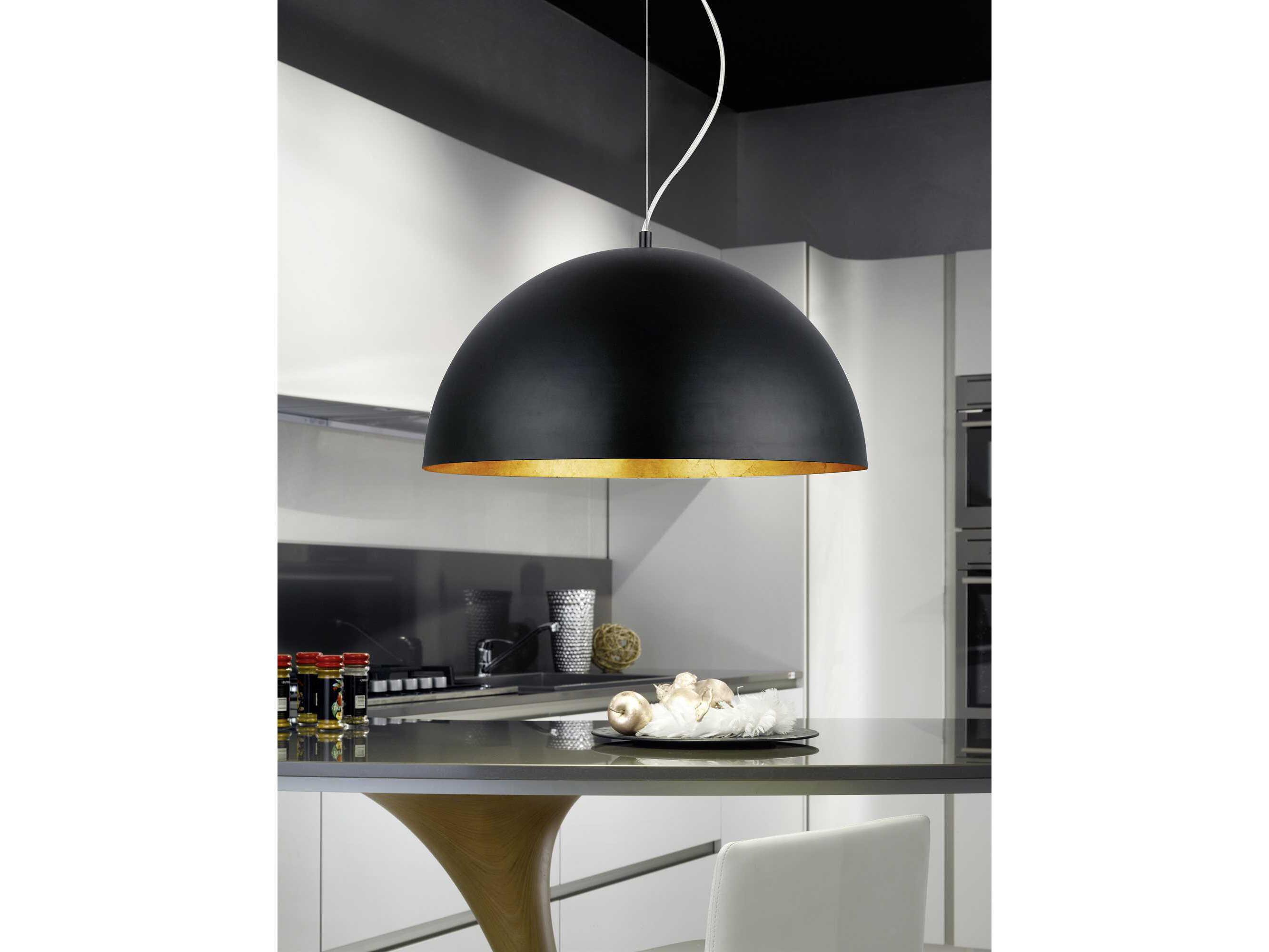 Eglo Gaetano 1-Light Black Gold Dome Pendant