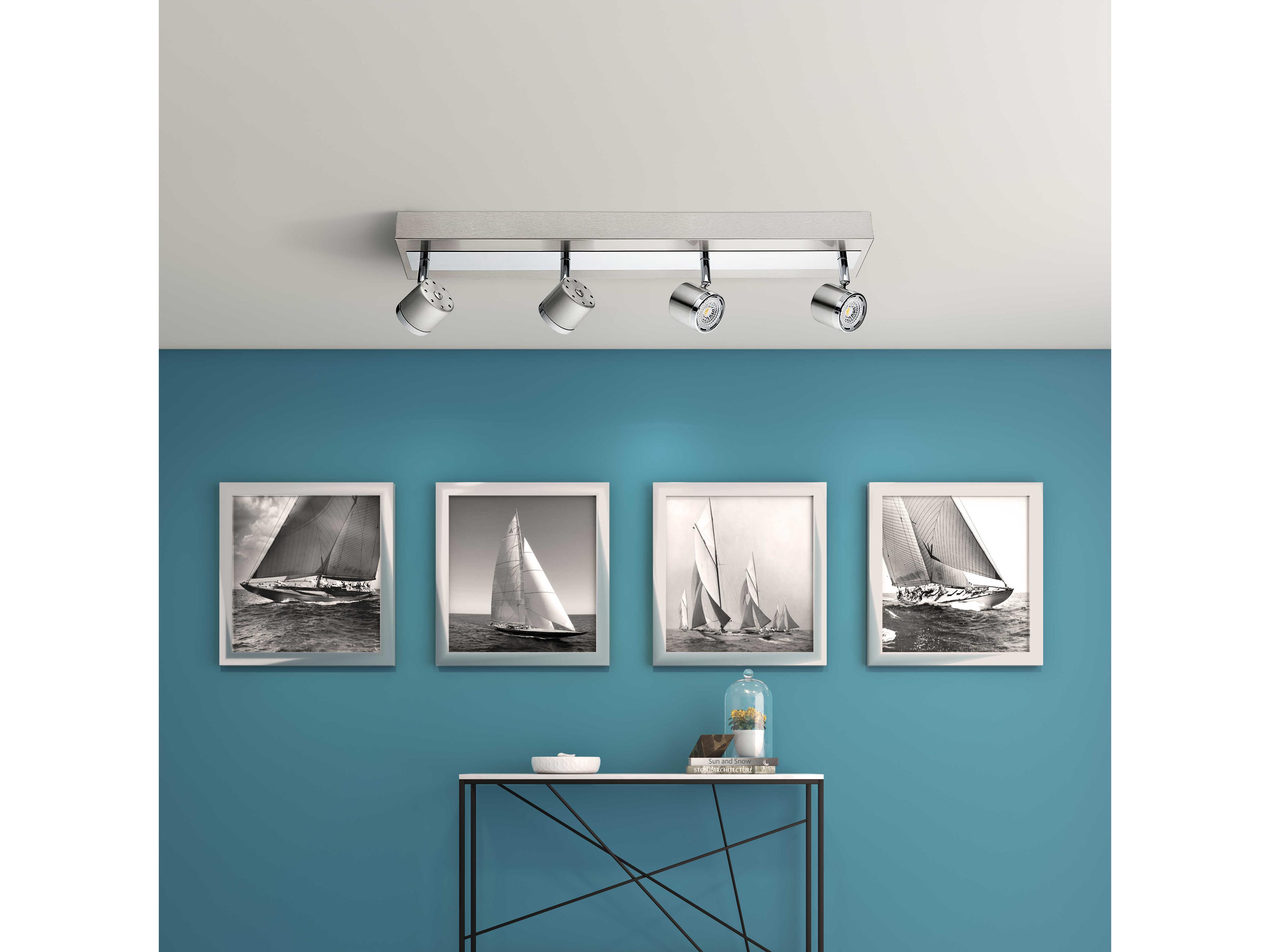 Eglo Pierino 4-Light Matte Nickel Chrome Round Track & Rail Light