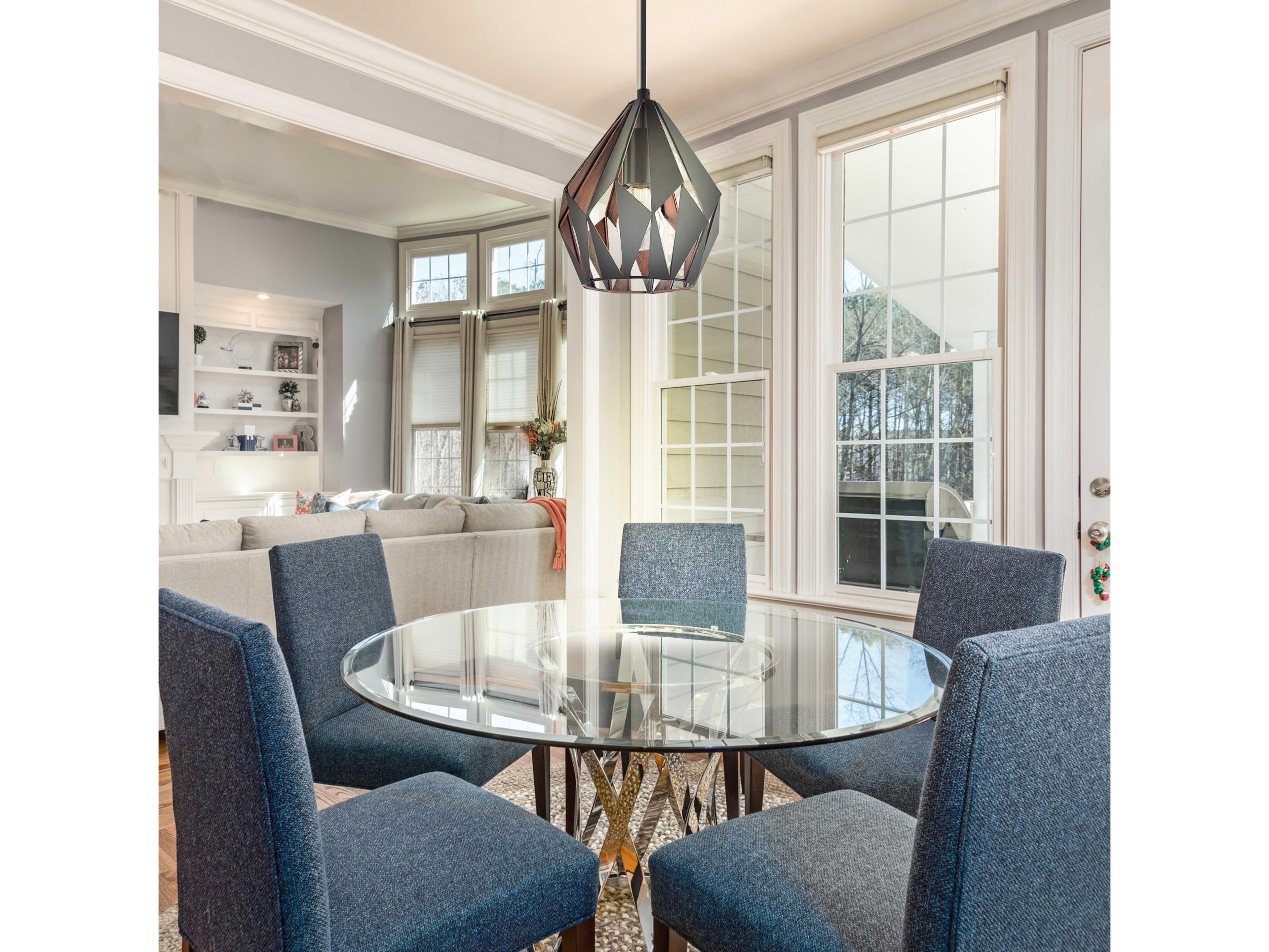 Eglo Carlton 1-Light Matte Black Copper Geometric Mini Pendant