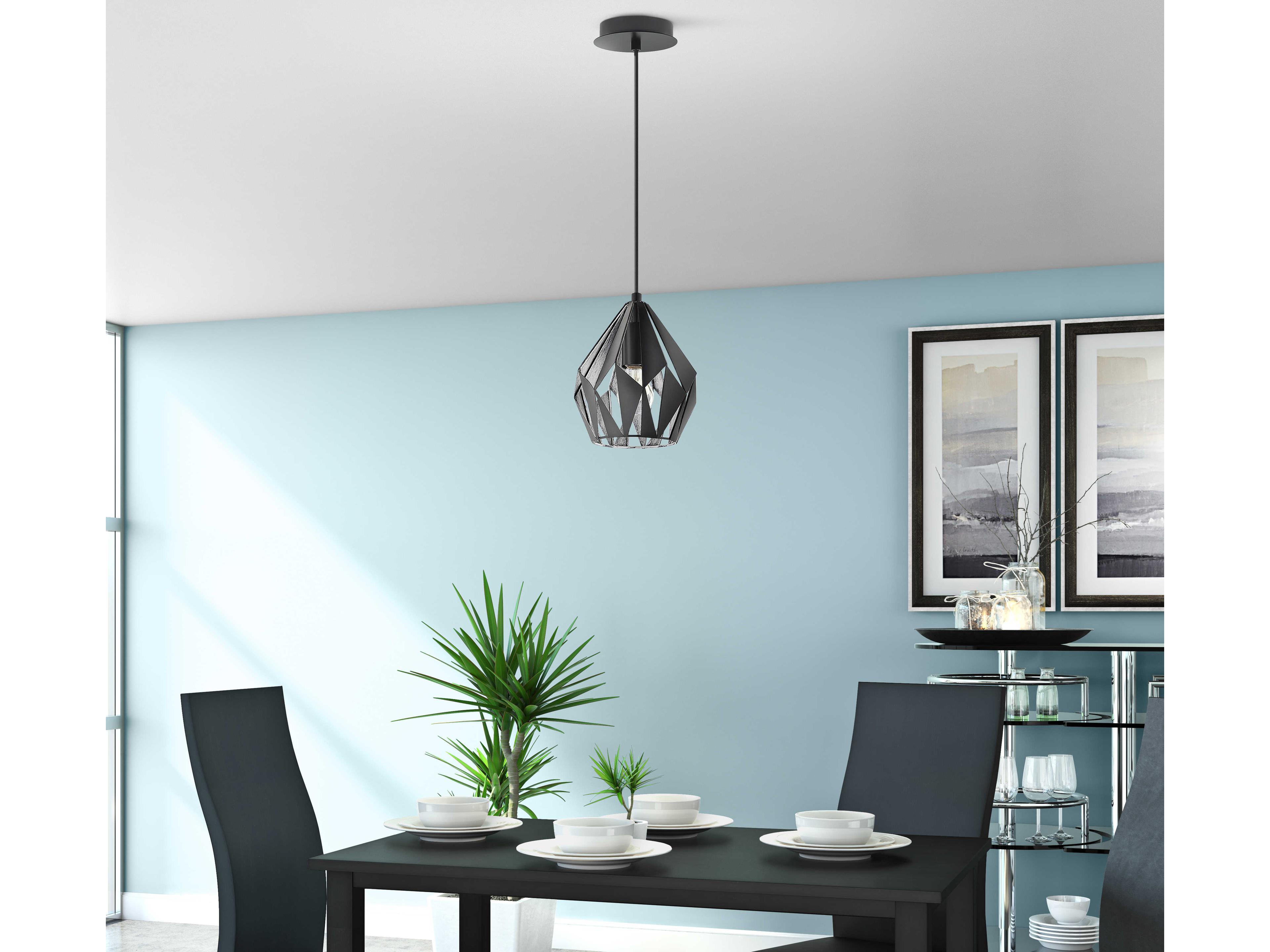 Eglo Carlton 1-Light Matte Black Silver Geometric Mini Pendant