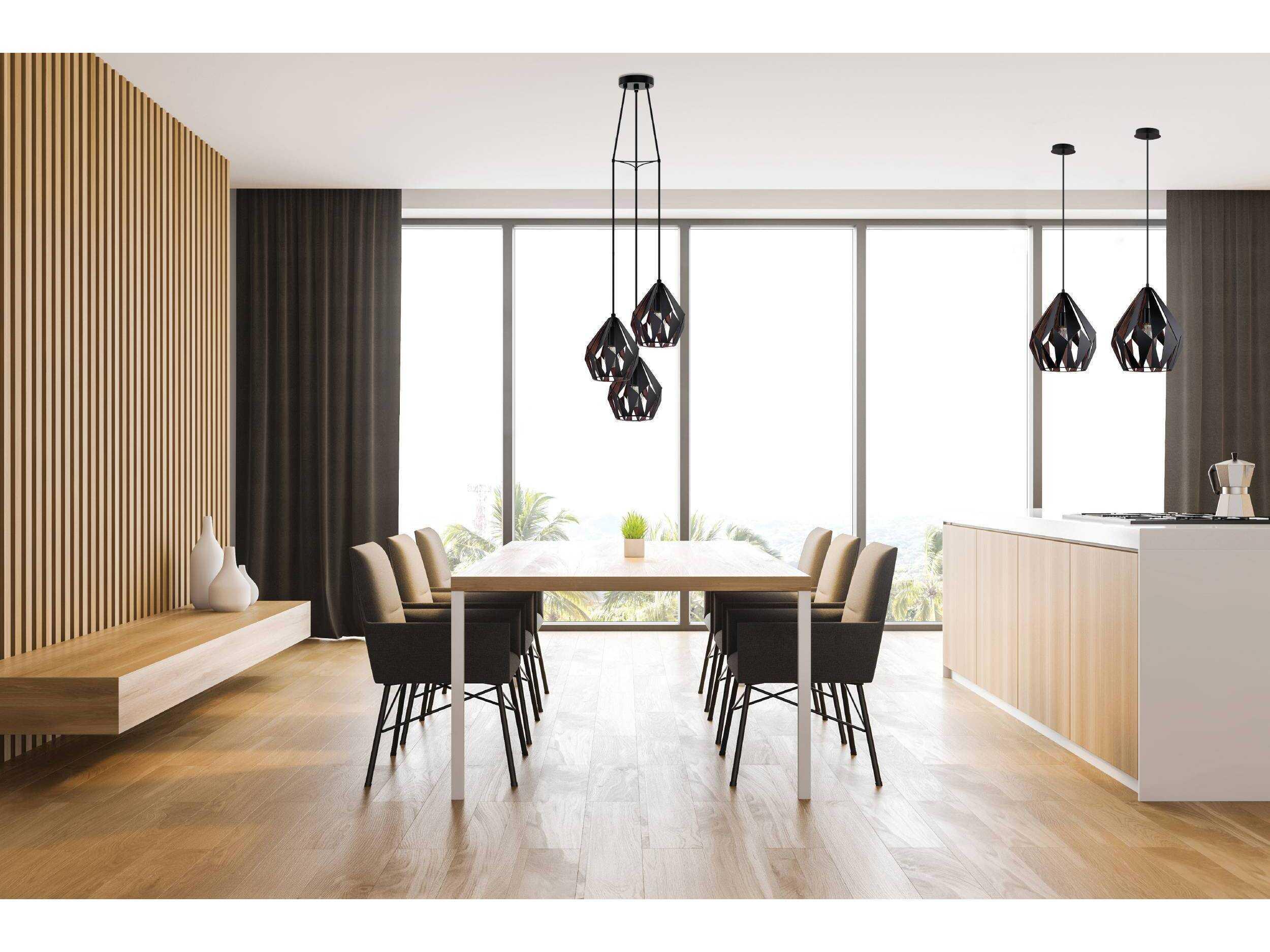 Eglo Carlton 3-Light Black Geometric Pendant