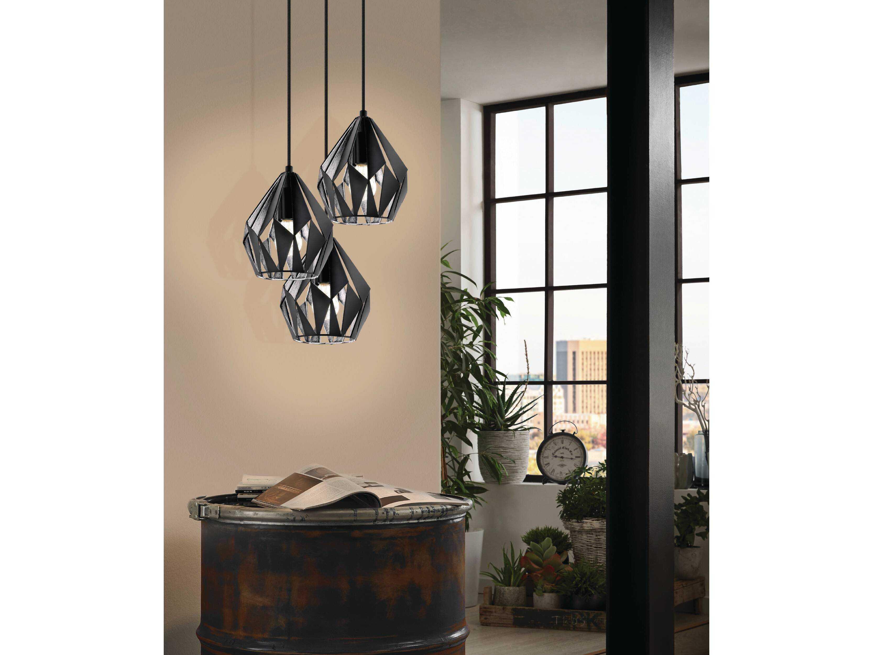 Eglo Carlton 3-Light Black Geometric Pendant