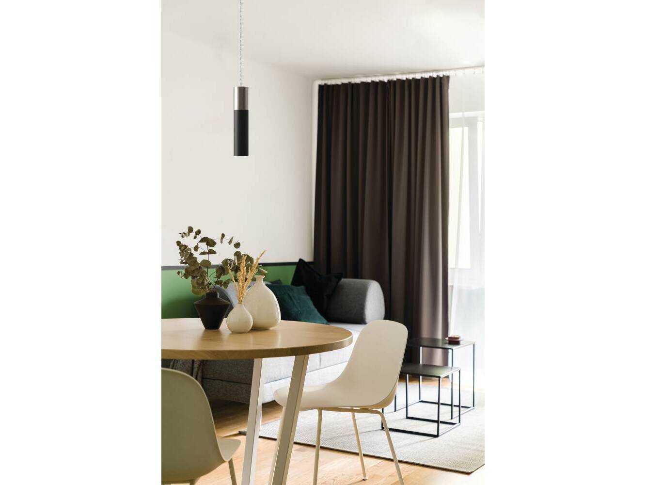 Eglo Villora 1-Light Matte Nickel Cylinder Mini Pendant