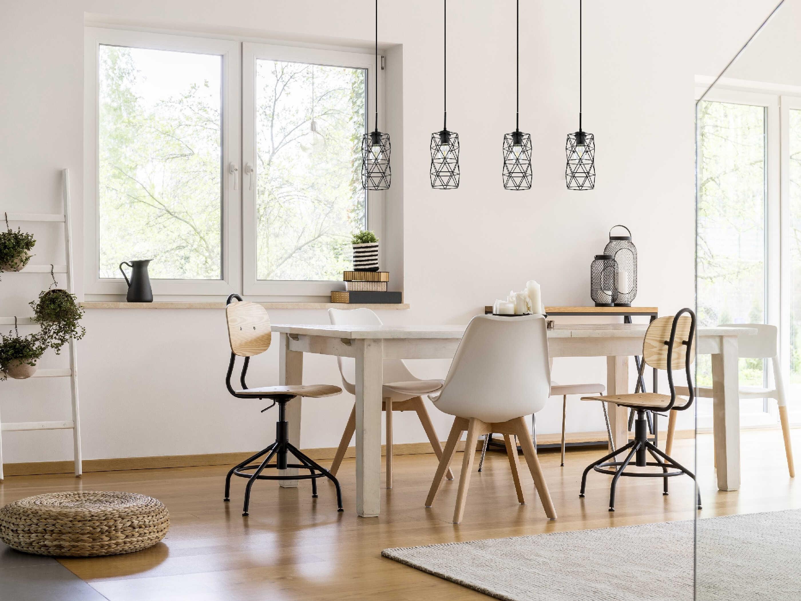 Eglo Estevau 4-Light Matte Black Cylinder Geometric Island Pendant