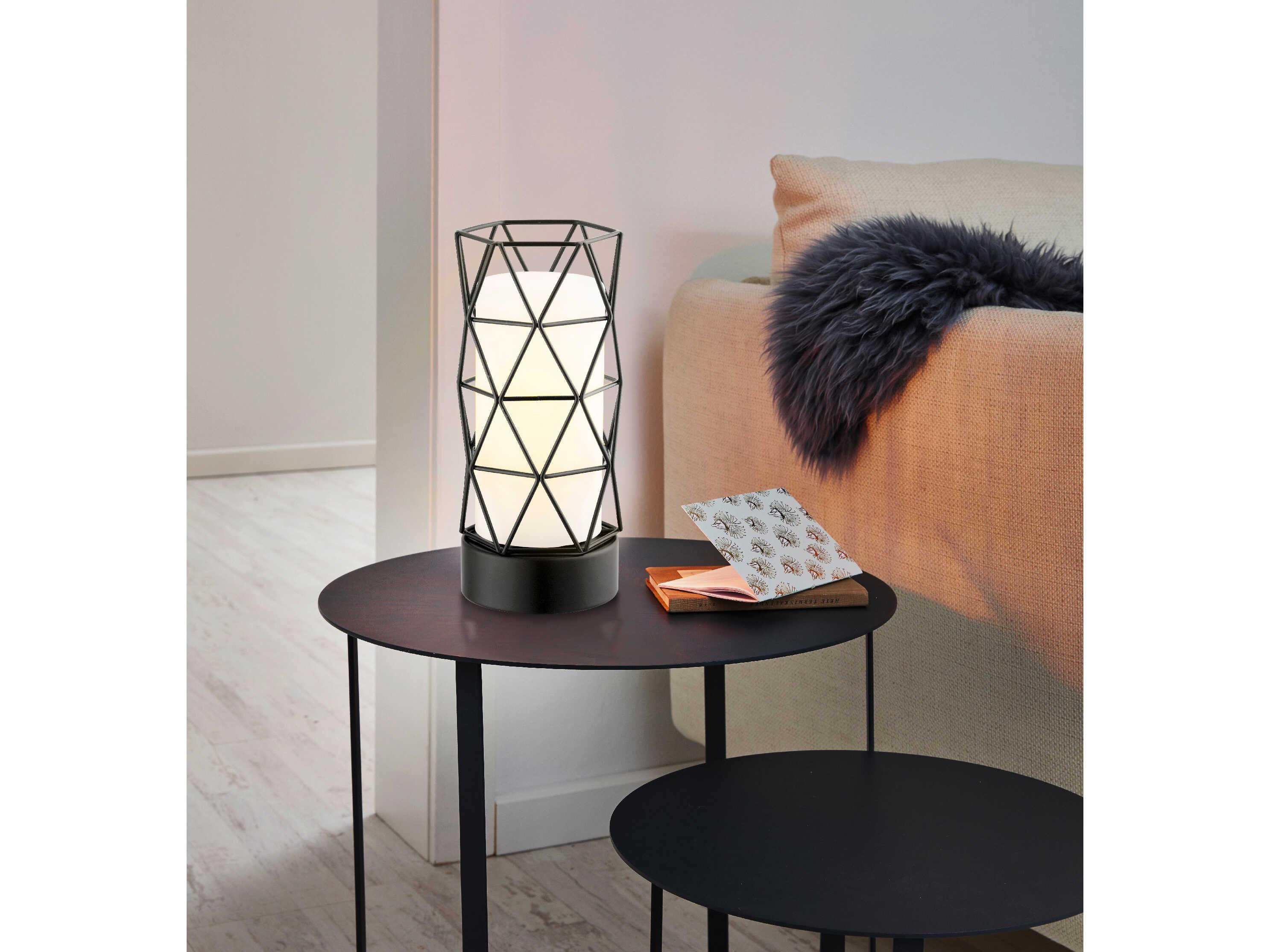 Eglo Estevau Matte Black White Glass Table Lamp