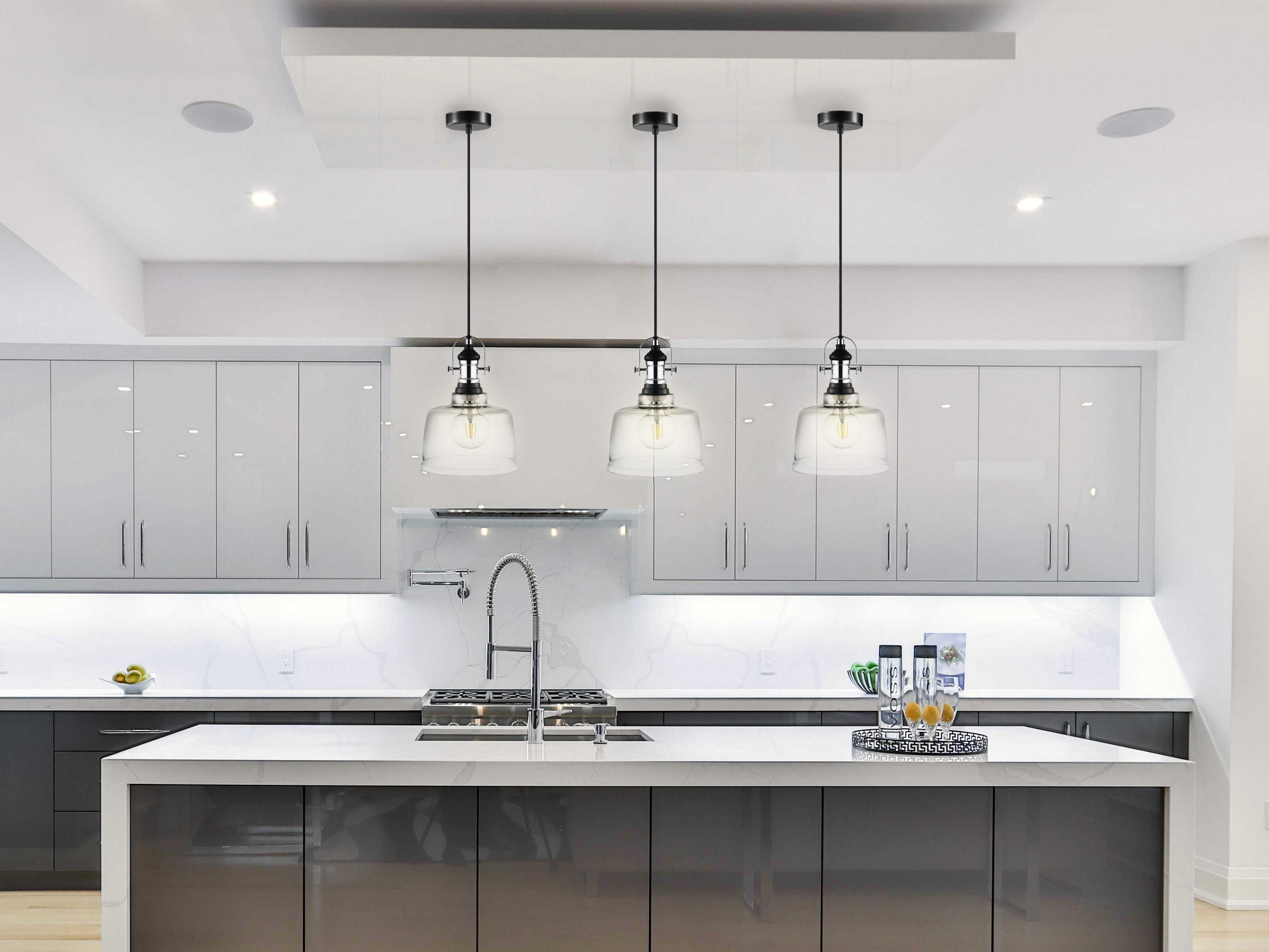 Eglo Gilwell 1-Light Matte Black Chrome Dome Mini Pendant