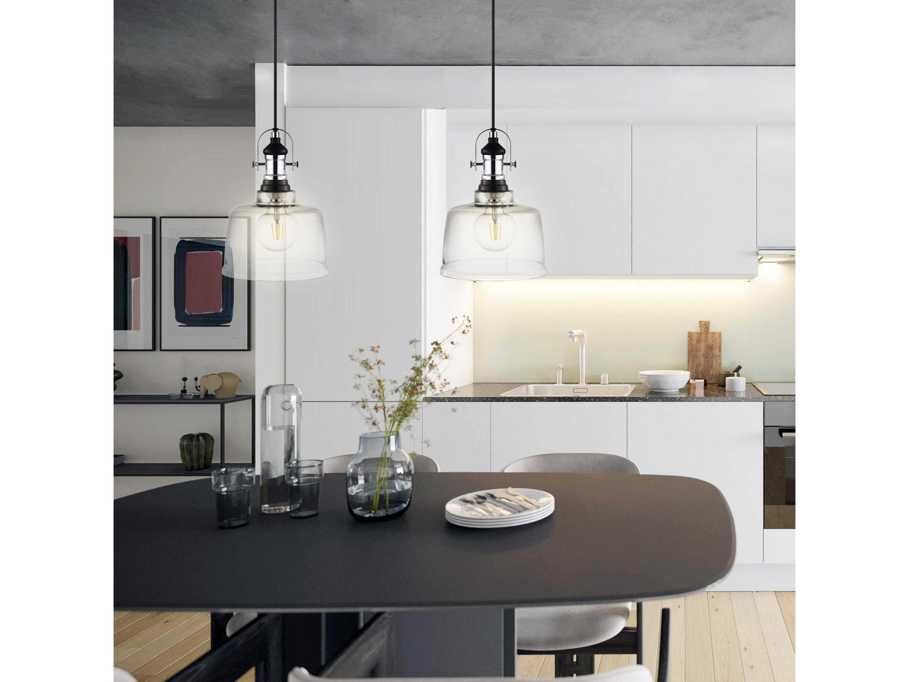 Eglo Gilwell 1-Light Matte Black Chrome Dome Mini Pendant