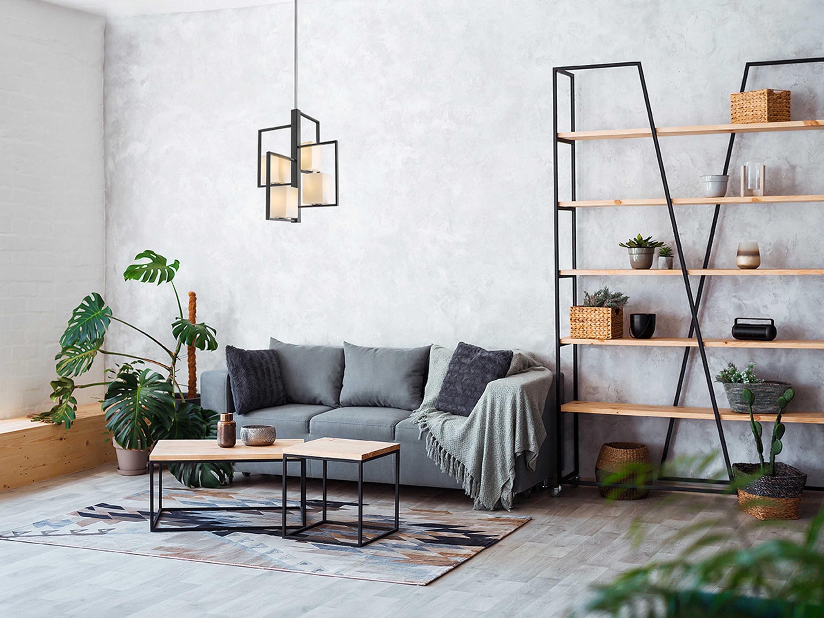 Eglo Regis Falls 4-Light Black Chrome Geometric Pendant