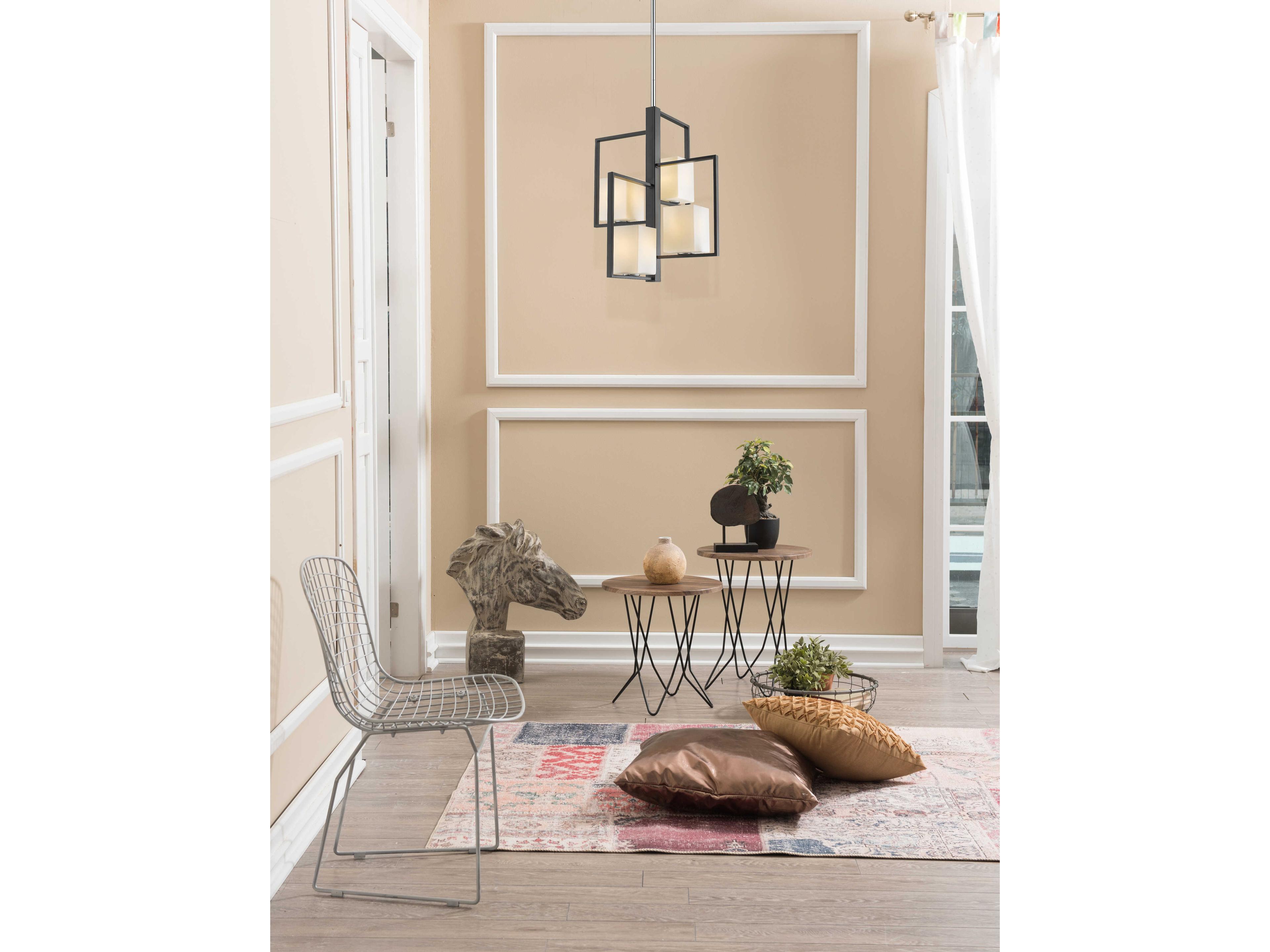 Eglo Regis Falls 4-Light Black Chrome Geometric Pendant