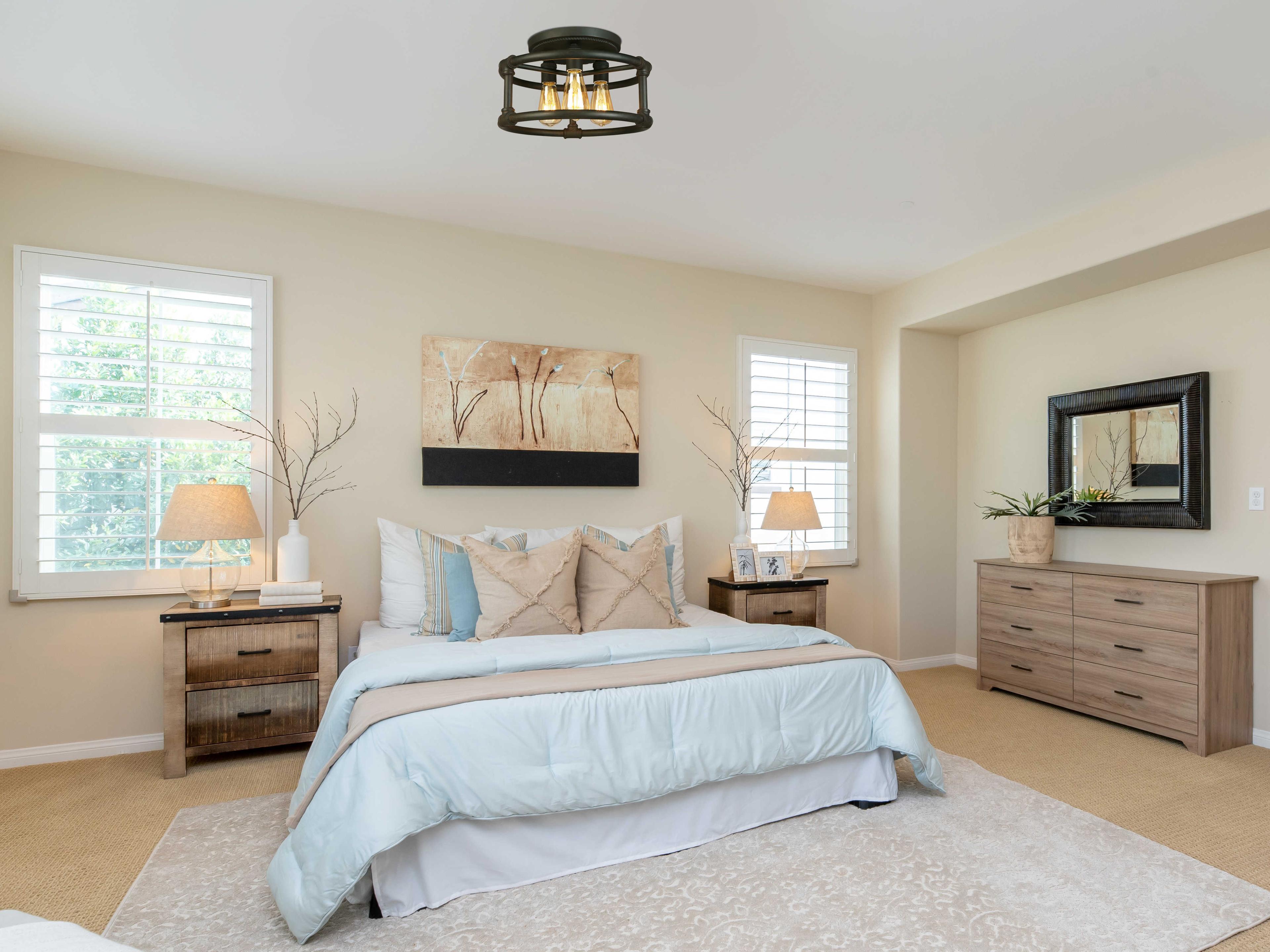 Eglo Wymer 3-Light Matte Bronze Semi Flush Mount