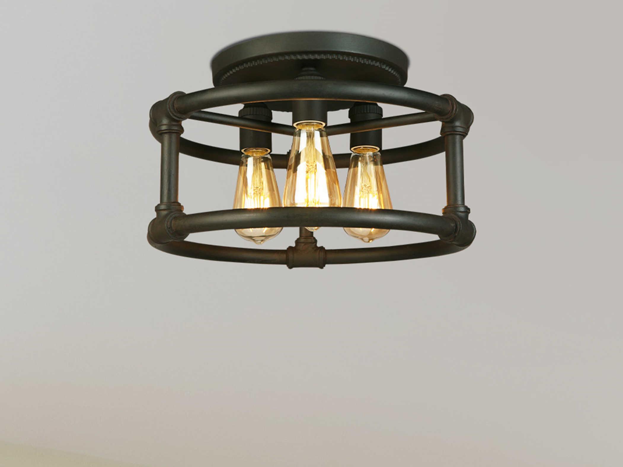 Eglo Wymer 3-Light Matte Bronze Semi Flush Mount