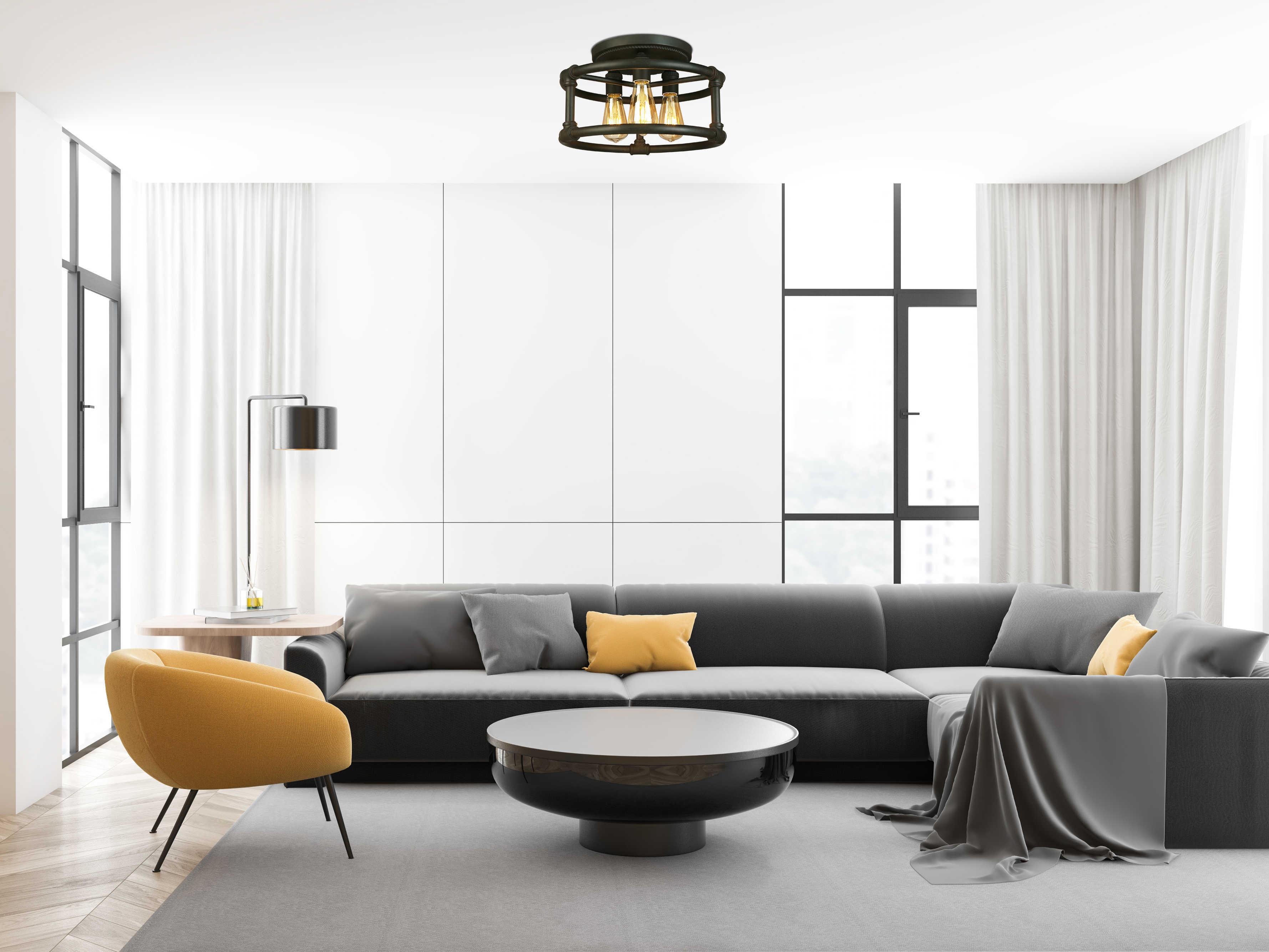 Eglo Wymer 3-Light Matte Bronze Semi Flush Mount