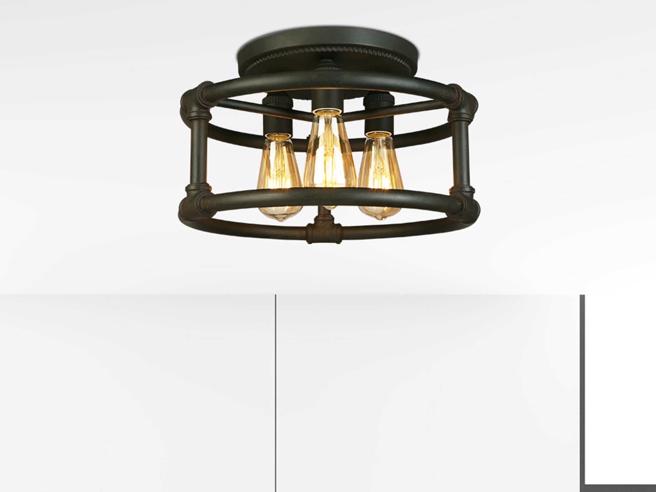 Eglo Wymer 3-Light Matte Bronze Semi Flush Mount