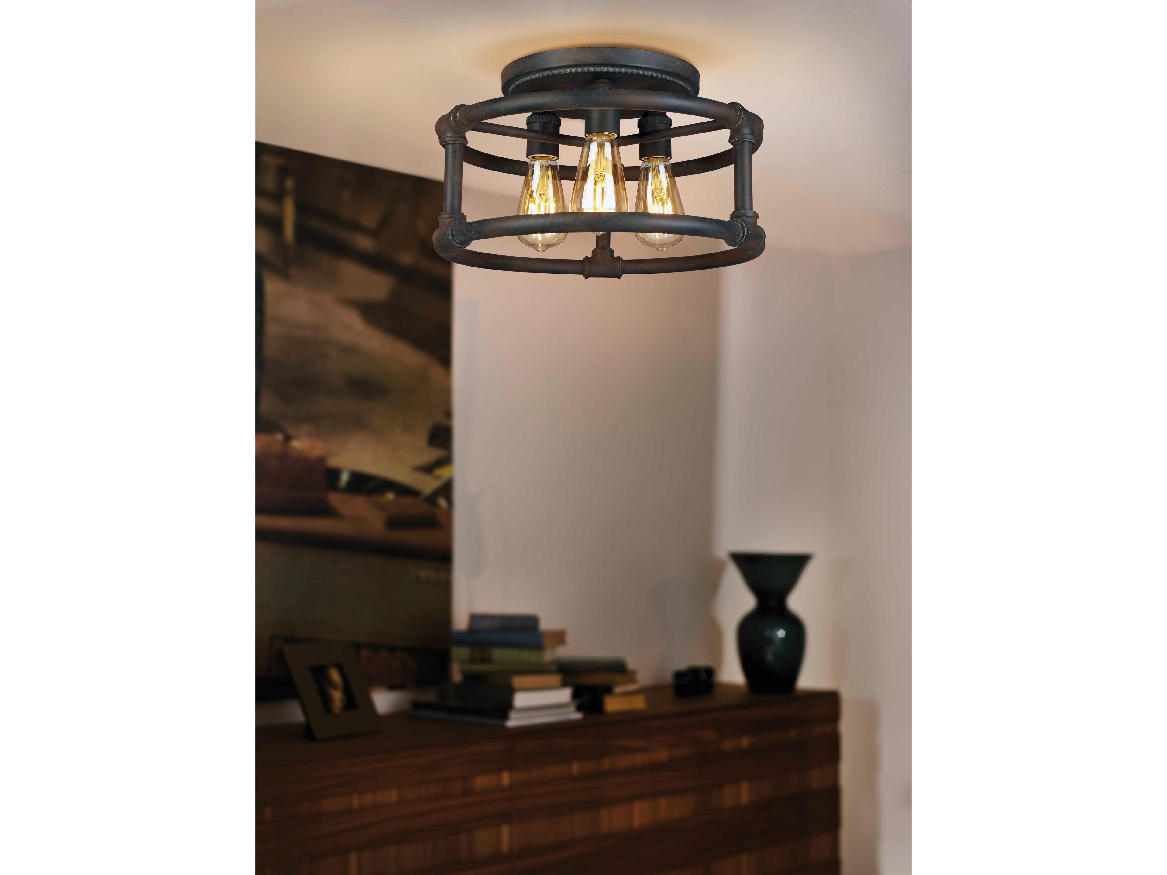 Eglo Wymer 3-Light Zinc Gray Semi Flush Mount