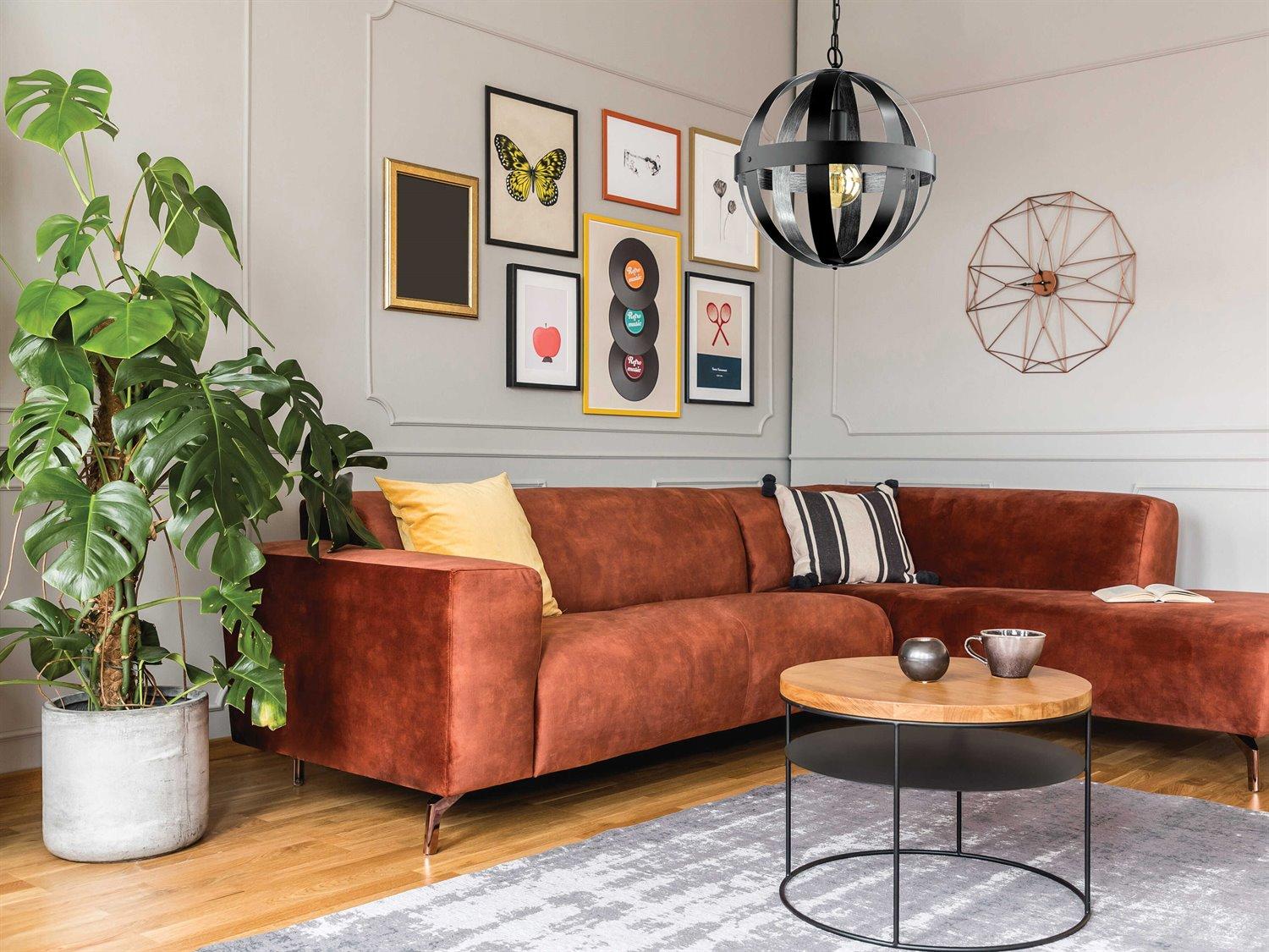 Eglo Westbury 1-Light Black Globe Pendant