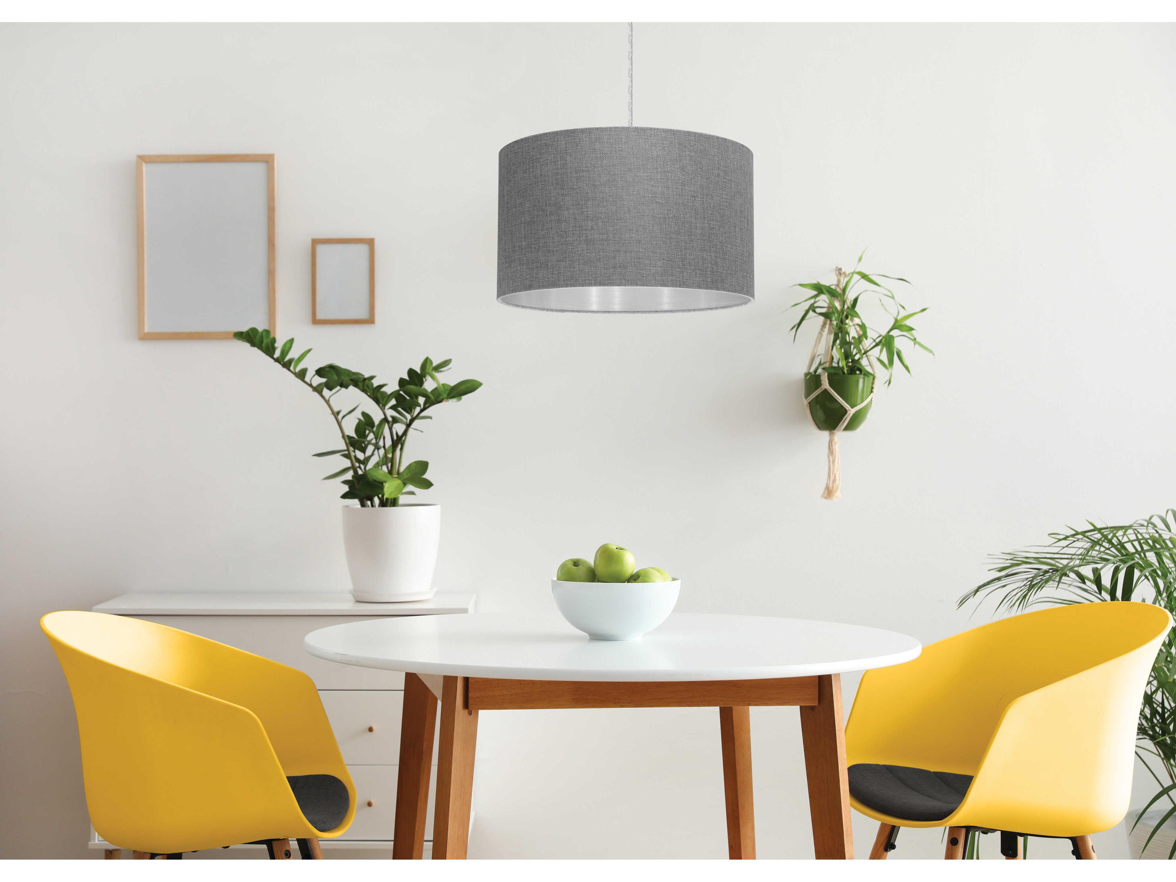 Eglo Mandana 1-Light Matte Nickel Gray Drum Pendant