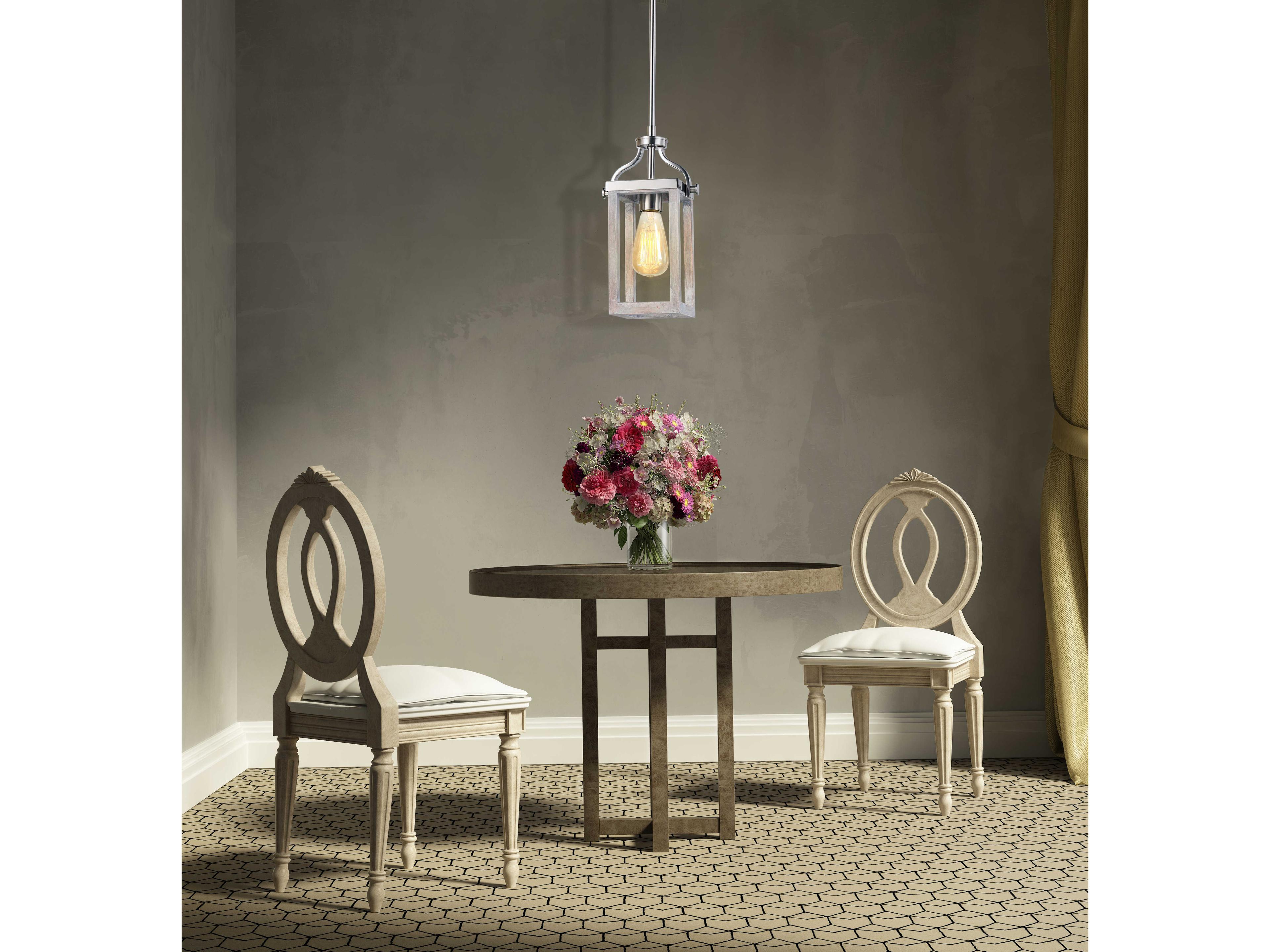 Eglo Montrose 1-Light Acia Wood Brushed Nickel Lantern Mini Pendant