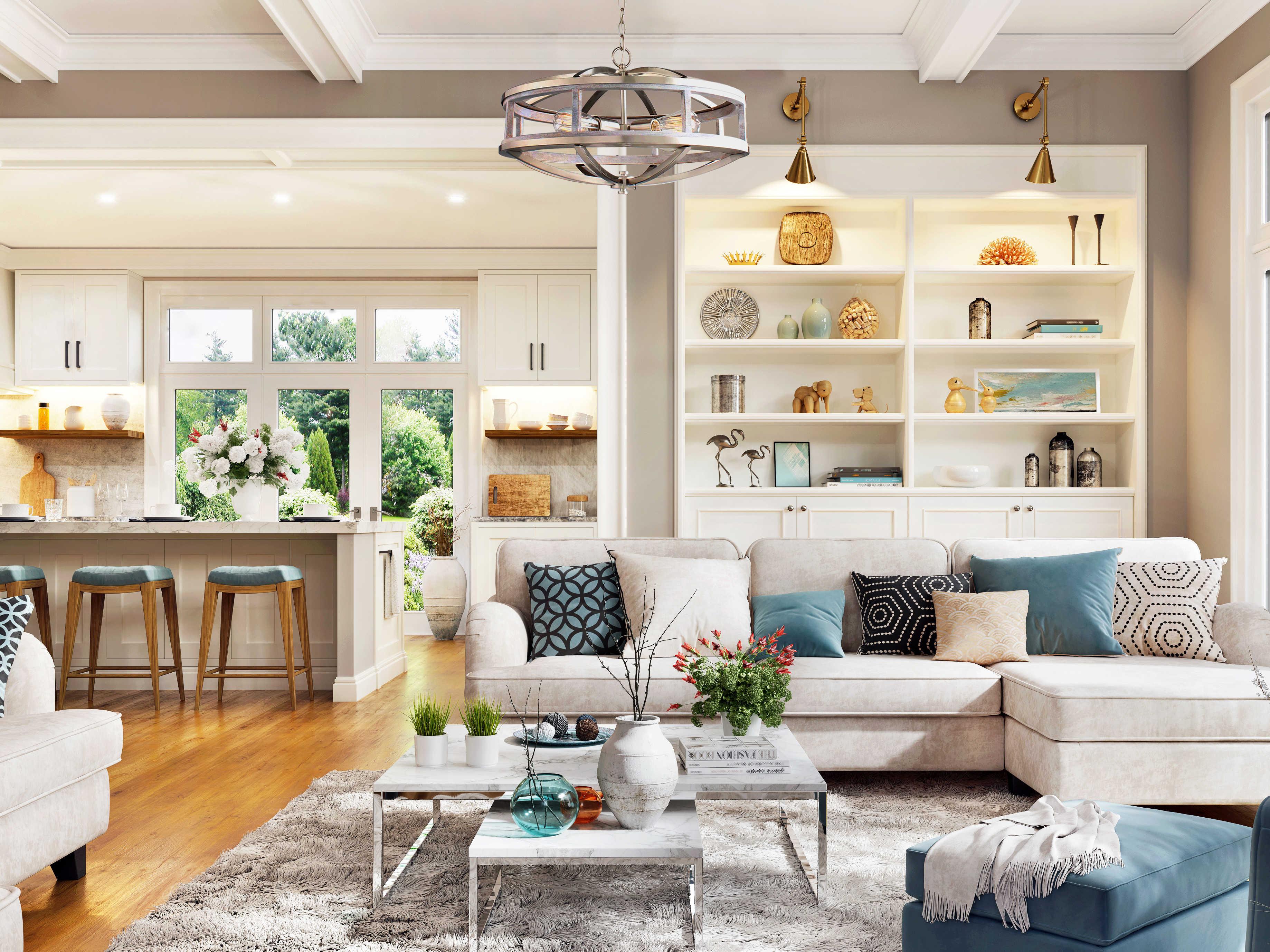 Eglo Montrose 4-Light Acia Wood Brushed Nickel Chandelier